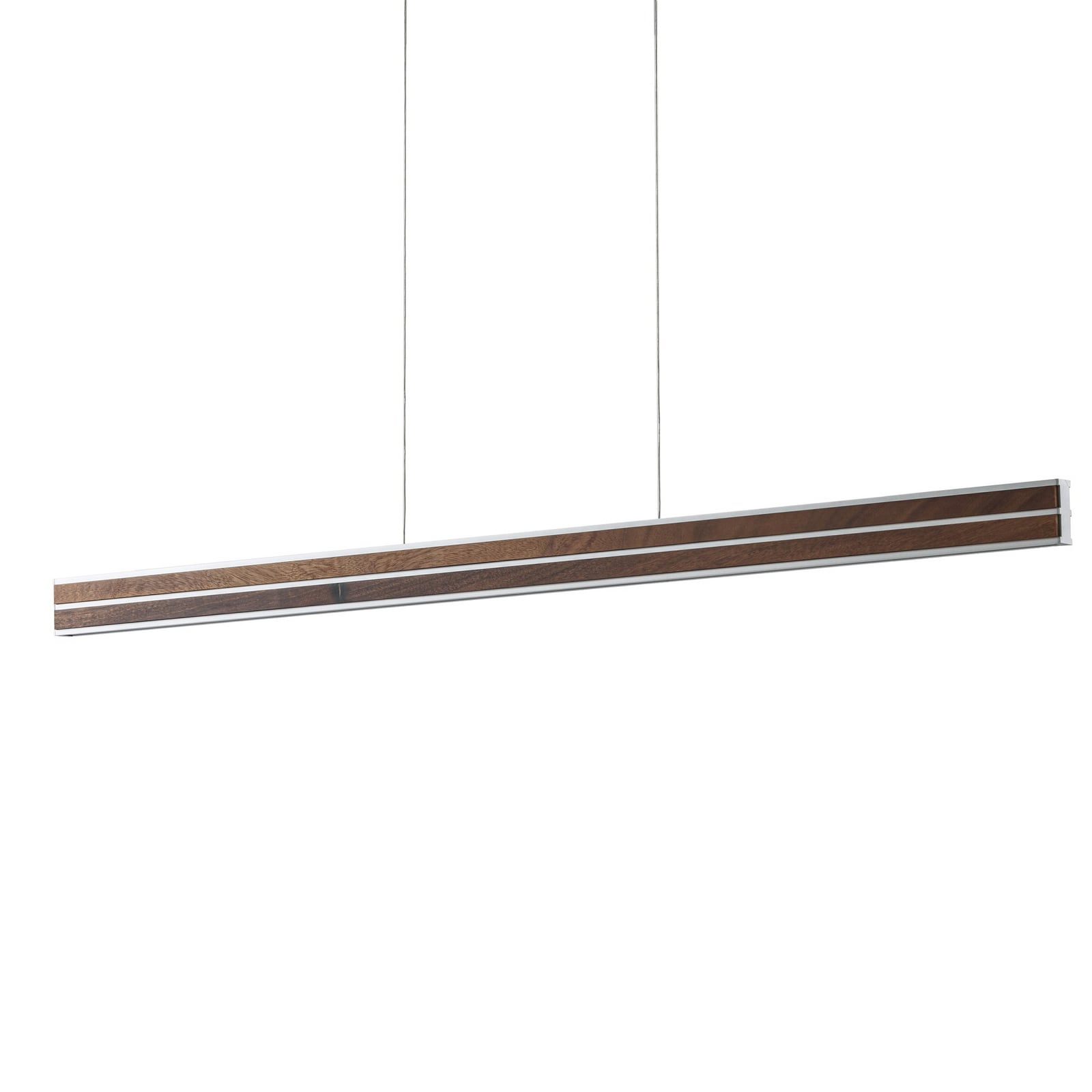 Quitani LED hanglamp Lisene, walnoot/zilver CCT 117 cm, dimbaar