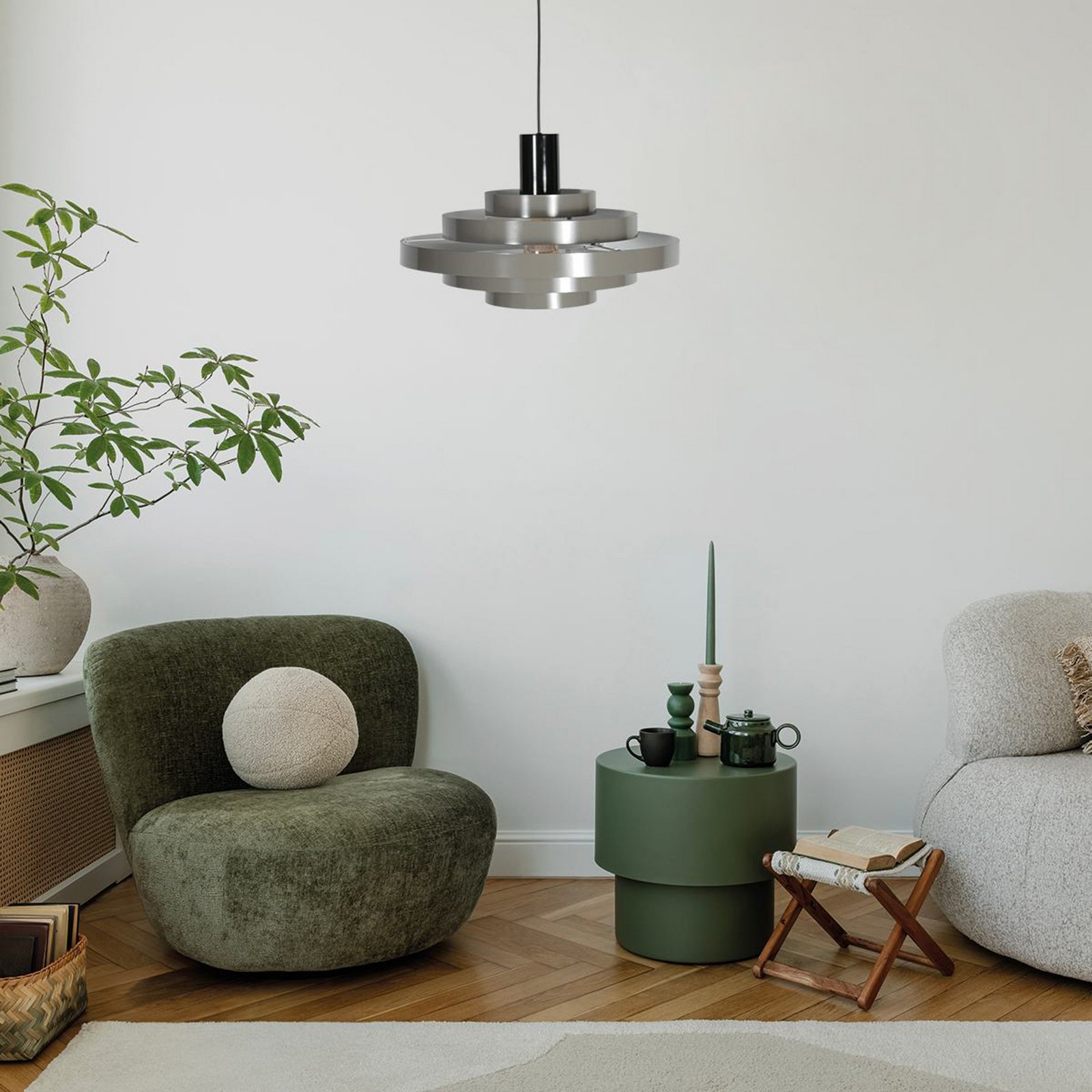 Halo Cirque pendant light, grey, metal, Ø 50 cm, E27