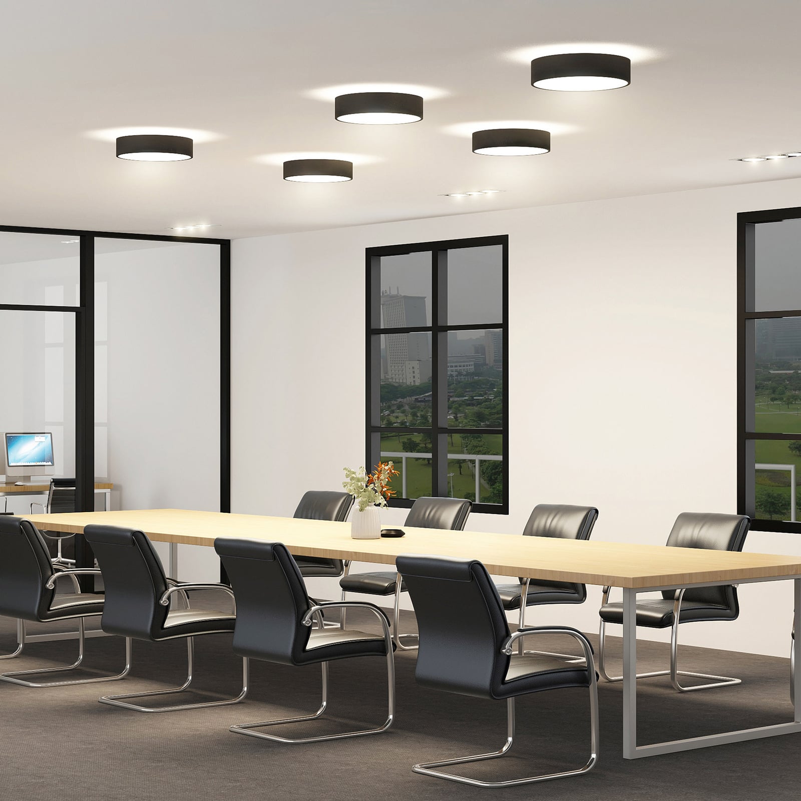 Vanida LED stropna svjetiljka, crna, Ø 40 cm, gore/dolje - Arcchio