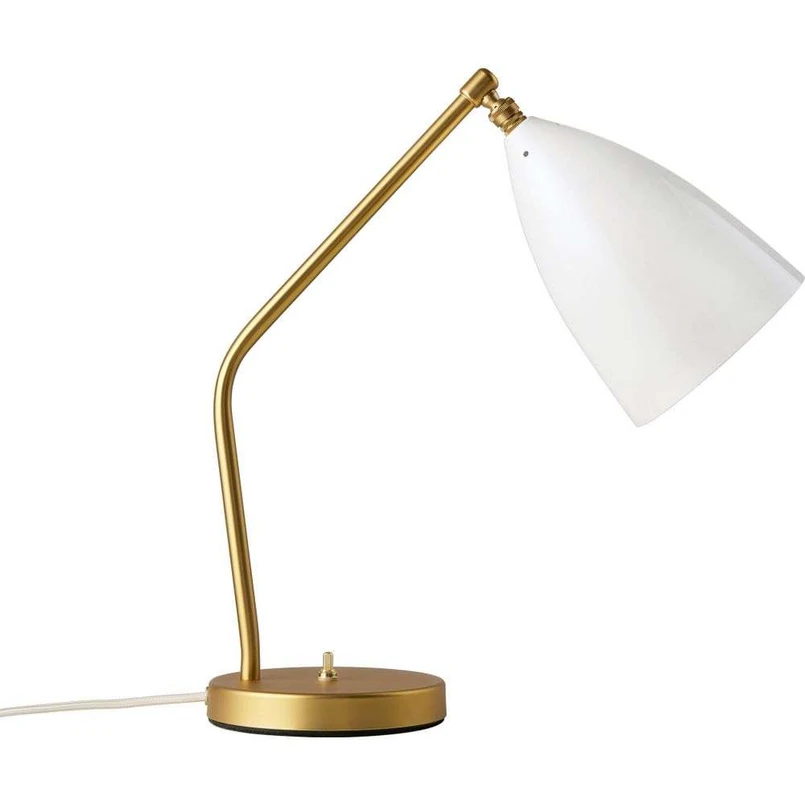 GUBI – Gräshoppa Tischleuchte Glossy Alabaster White/Brass