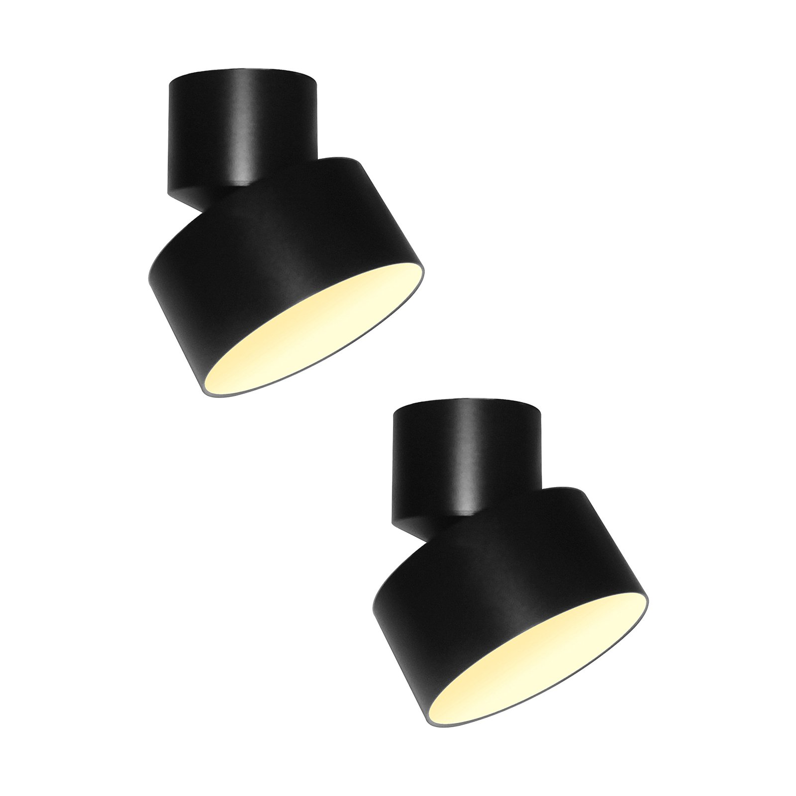 Lindby LED-spotlight Nivoria, svart, sett med 2, svingbar