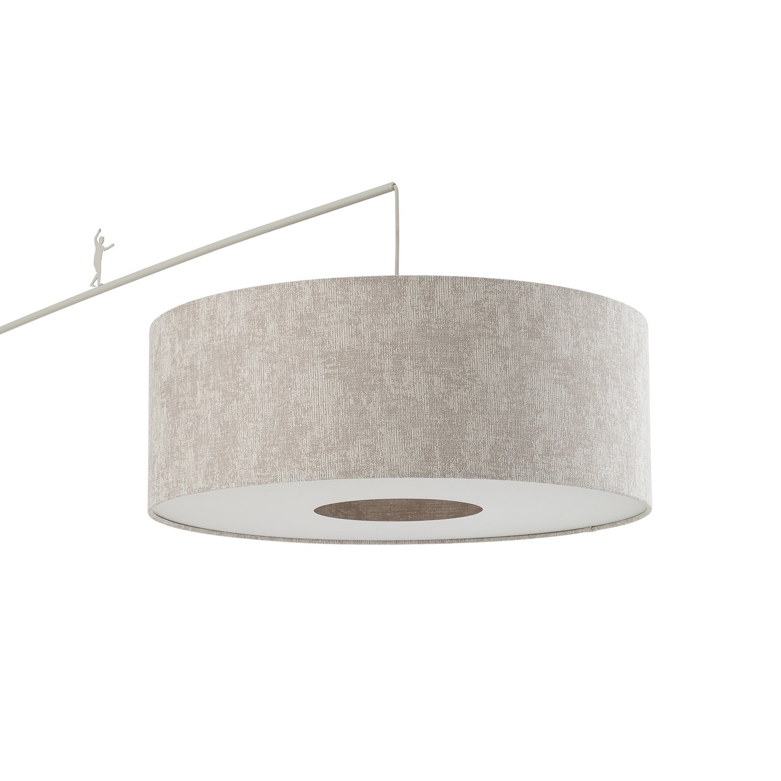 Euluna Lučna svjetiljka Poise B, siva, čelik, tekstil, projekcija 255 cm - Dnevni boravak/blagovaonica - Moderan - svileno siva - Metal