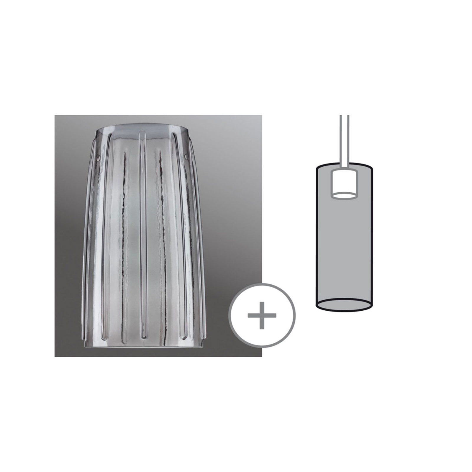Paulmann Drio lampshade, smoke grey, Ø 15.2 cm, glass