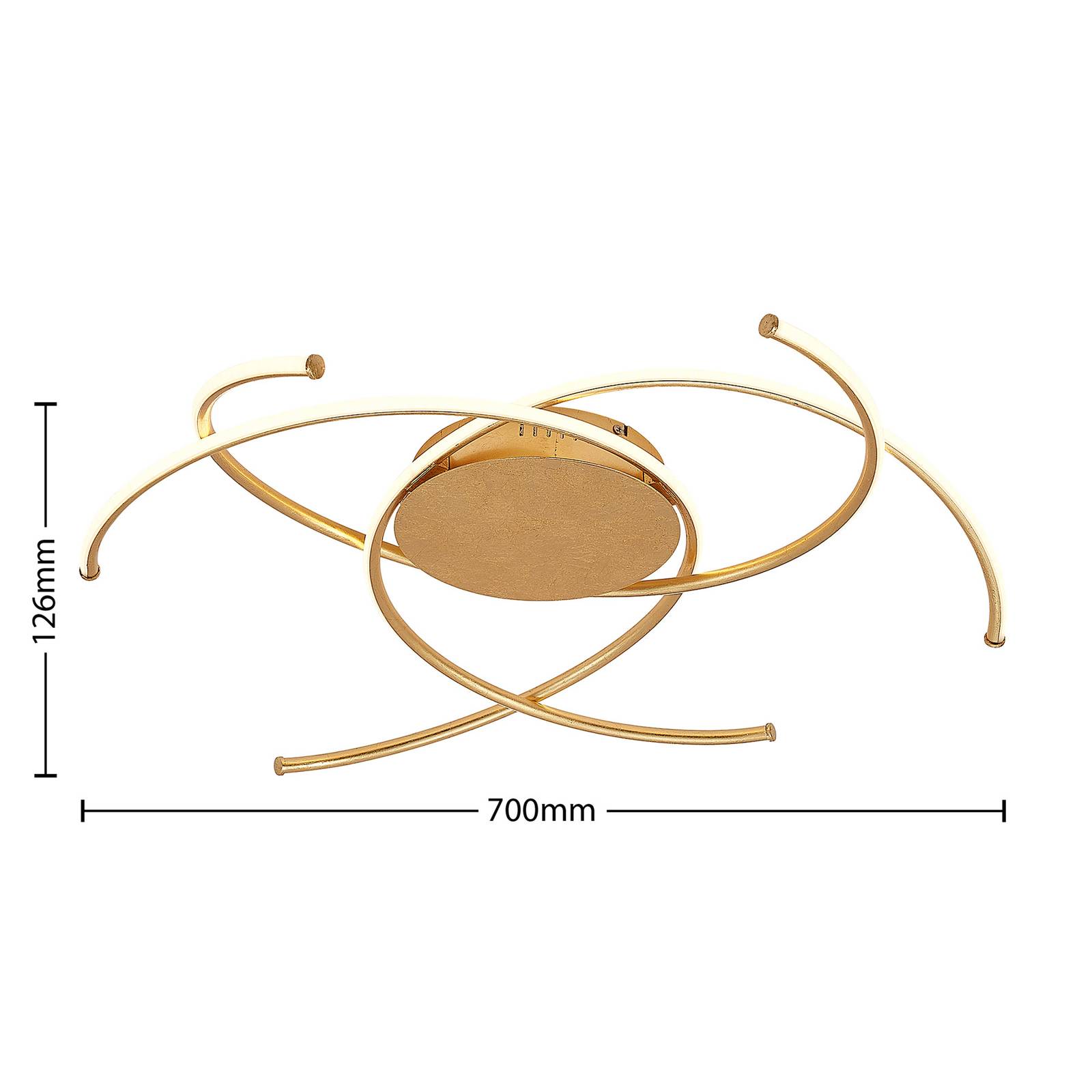 Lampa sufitowa LED Lindby Yareli, złota, metal, Ø 70 cm