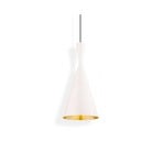 Beat Tall LED Pendant Glossy White/Brass- Tom Dixon