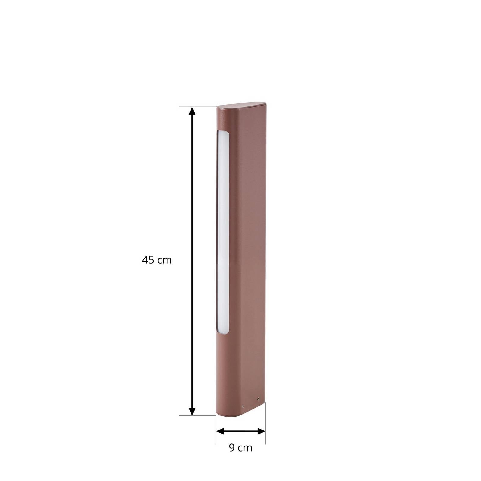 Słupek oświetleniowy LED Lucande Celiora, wysokość 45 cm, brązowy, IP65