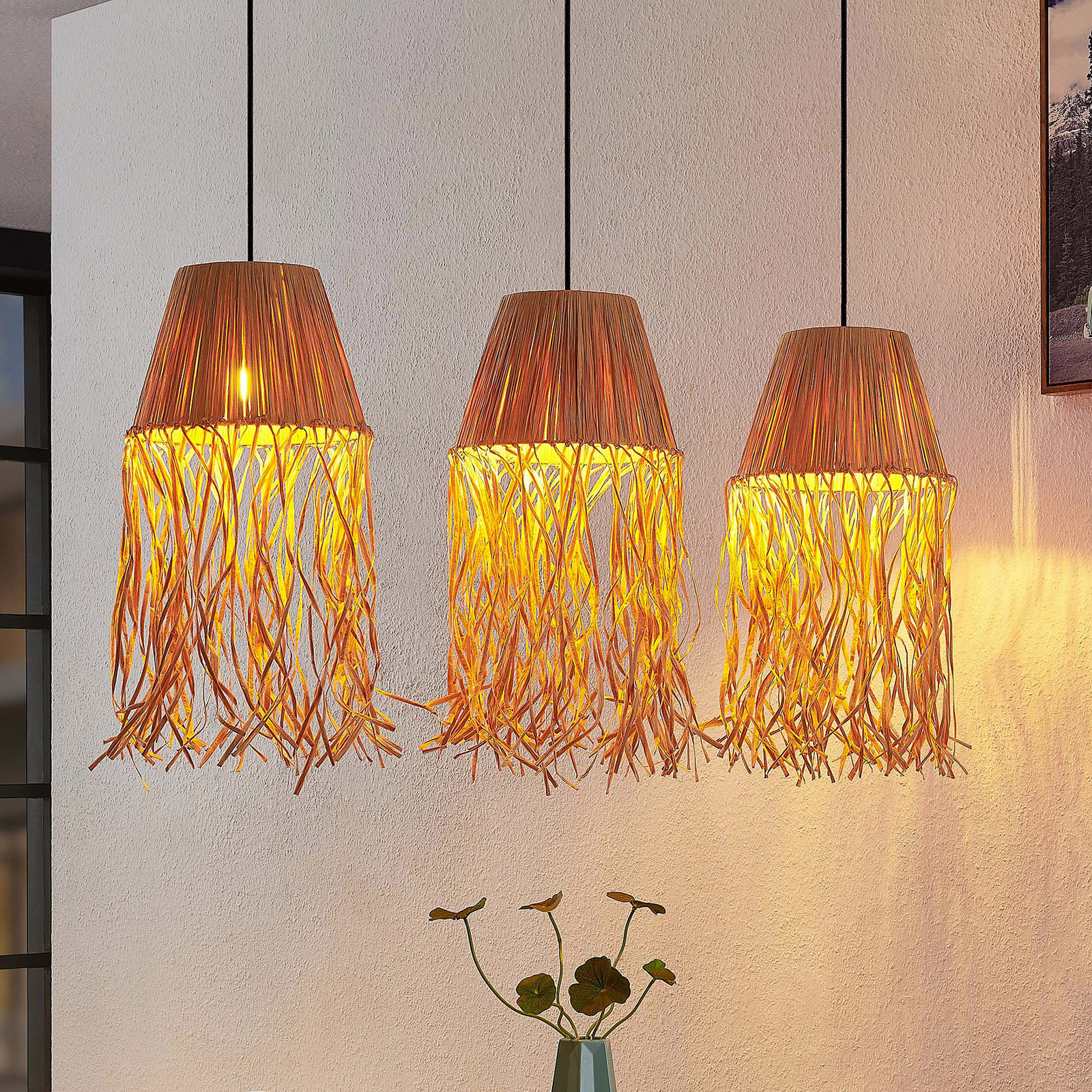 Lindby Liridona lampă suspendată hârtie 3 becuri - Camera de zi / sufragerie - Scandinavă - crem negru - Hârtie / Carton