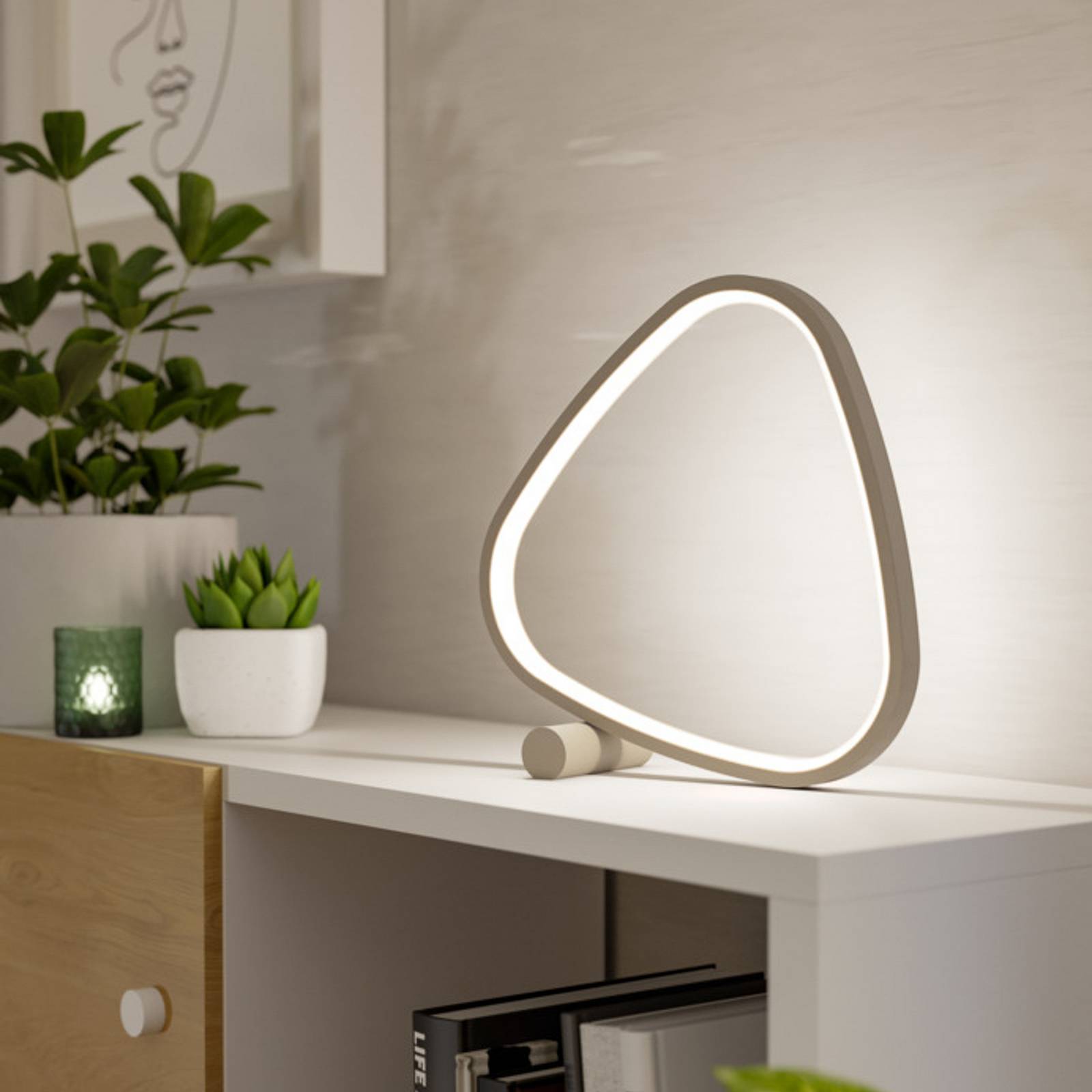 EGLO LED tafellamp LEPORANO, beige, hoogte 28 cm, CCT, metaal