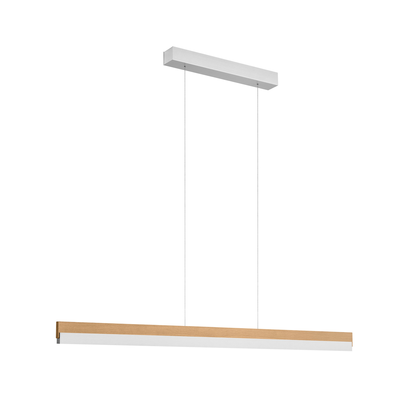 Quitani LED-hängande lampa Keijo, nickel/ek, 123 cm