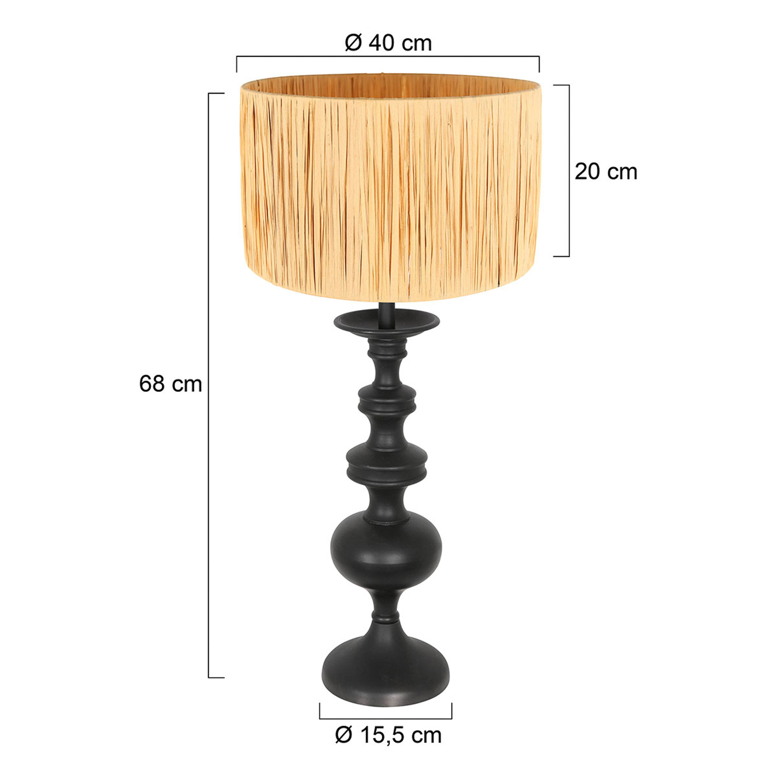 Lyon 3750ZW lampada da tavolo, in vimini naturale