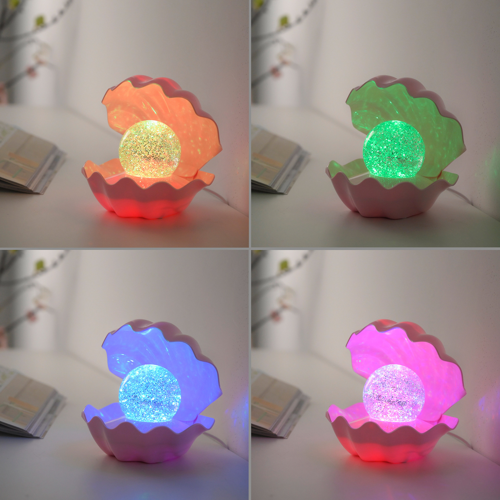 LED-laualamp Arielle, roosa, patareitoitega või USB-C-ühendusega, RGB LED-laualamp Arielle, roosa, patareitoitega või USB-C-ühendusega, RGB