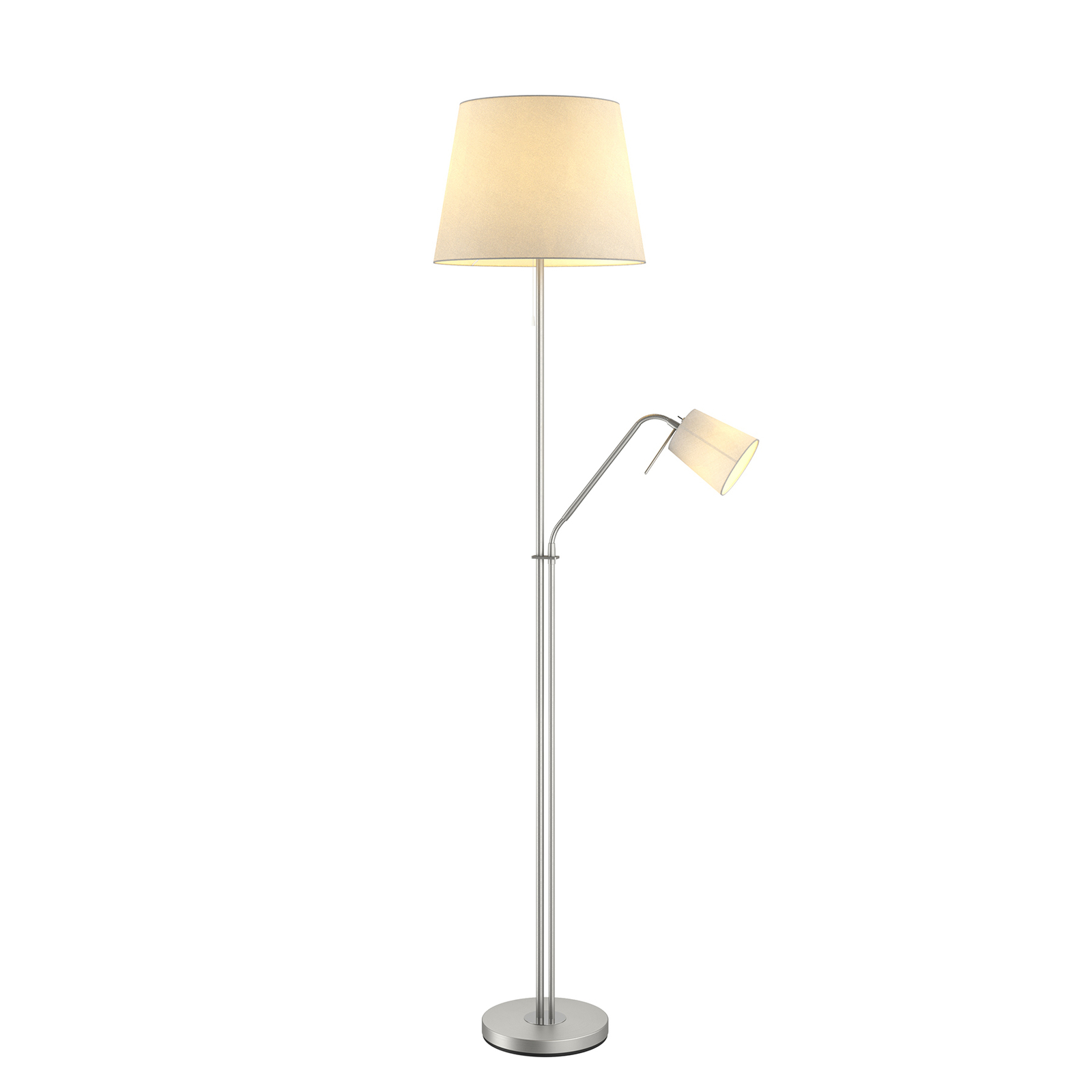Lindby Nantwin floor lamp, fabric lampshade, white