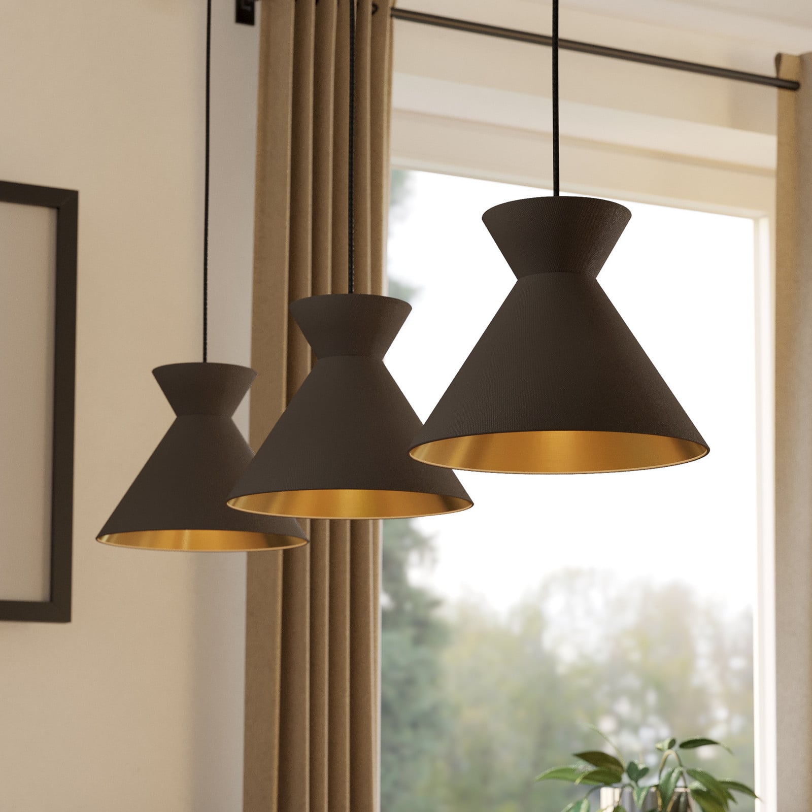 EGLO Lampă suspendată Nastasia cappuccino/alamă cu 3 lumini Nastasia 3-light - Camera de zi / sufragerie - modern - cappuccino alamă negru - Metal