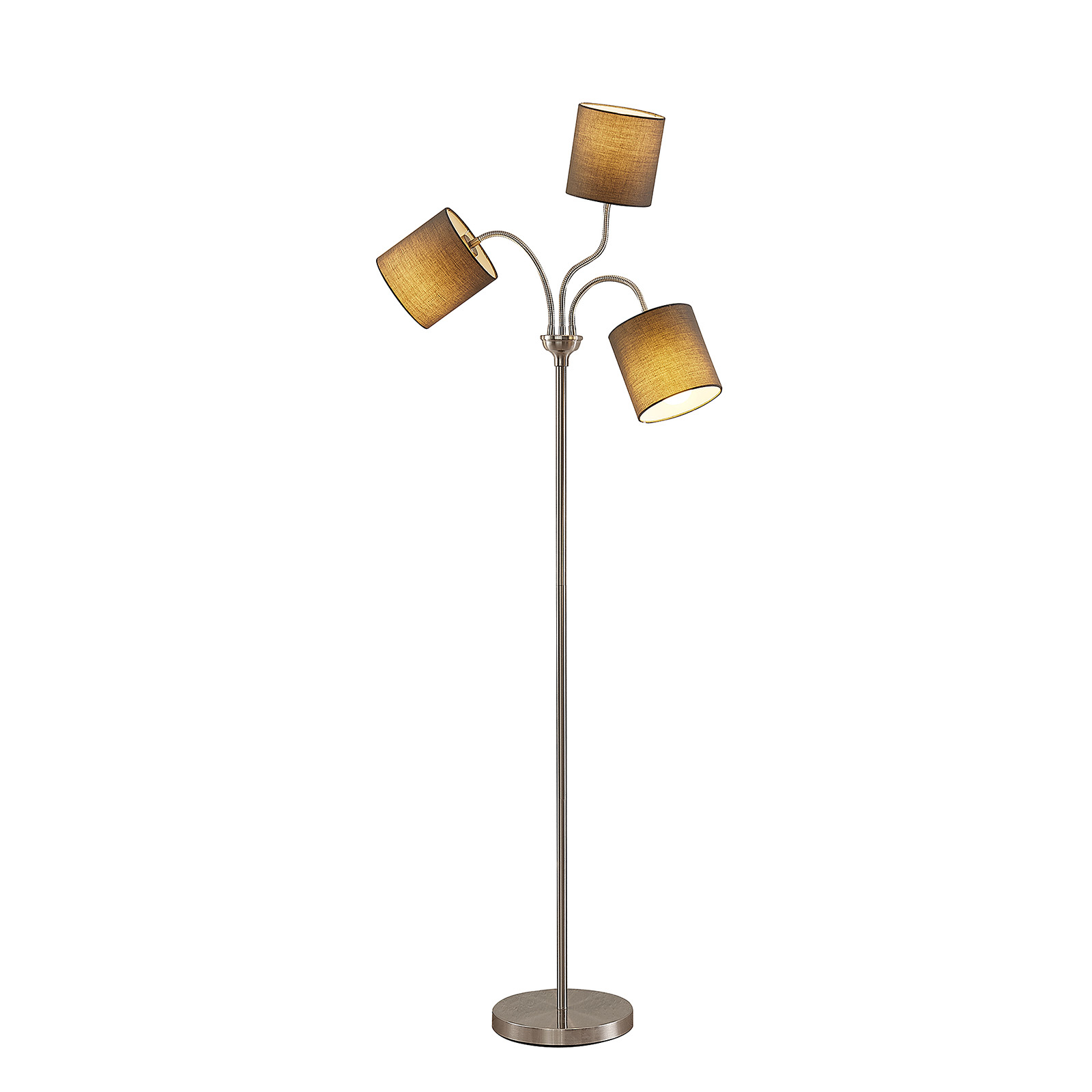 Lindby Manu vloerlamp, textiel, 3-lamps, grijs