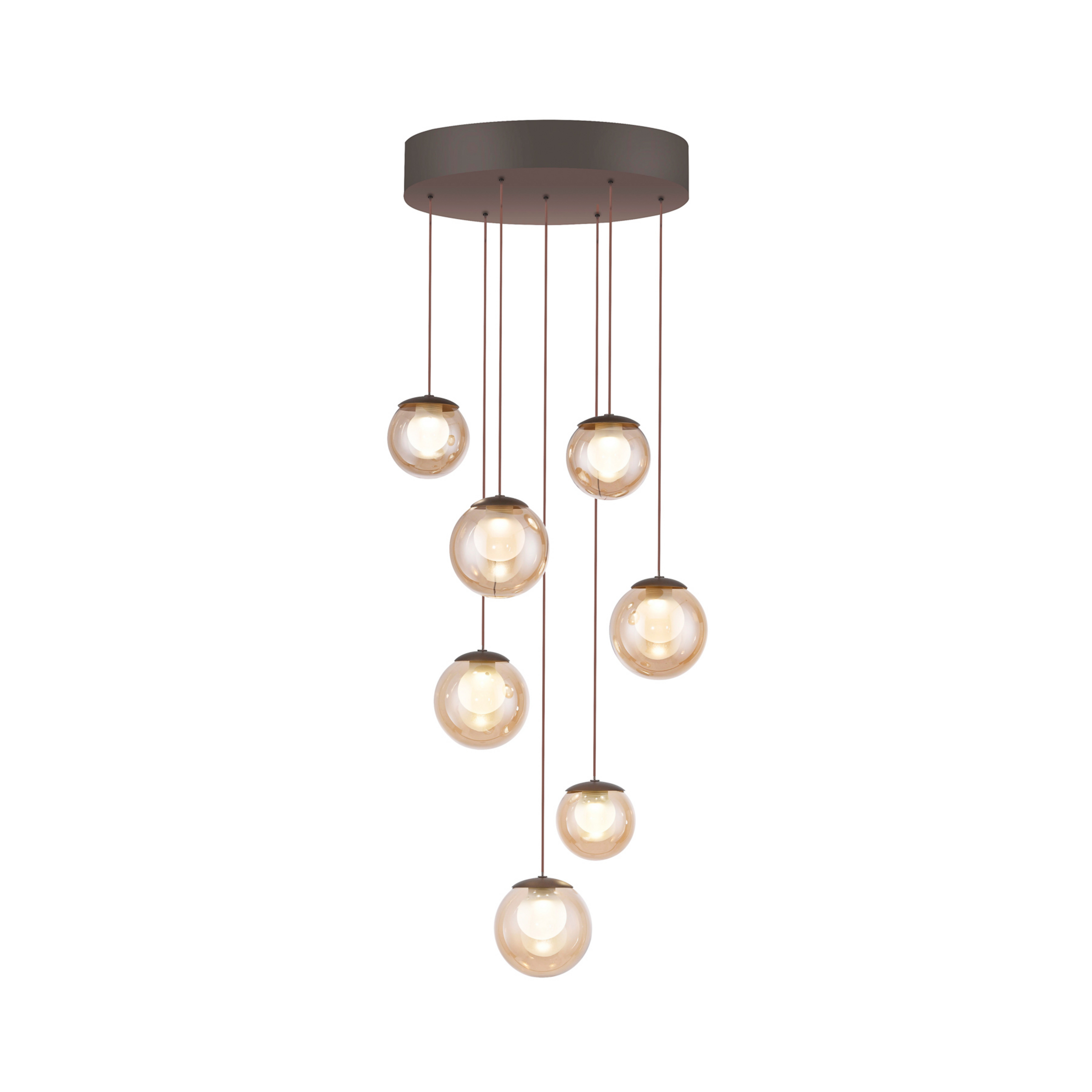 Popup LED-Hängelampe, bronze/amber Ø 40 cm, 7-flg. - PURE