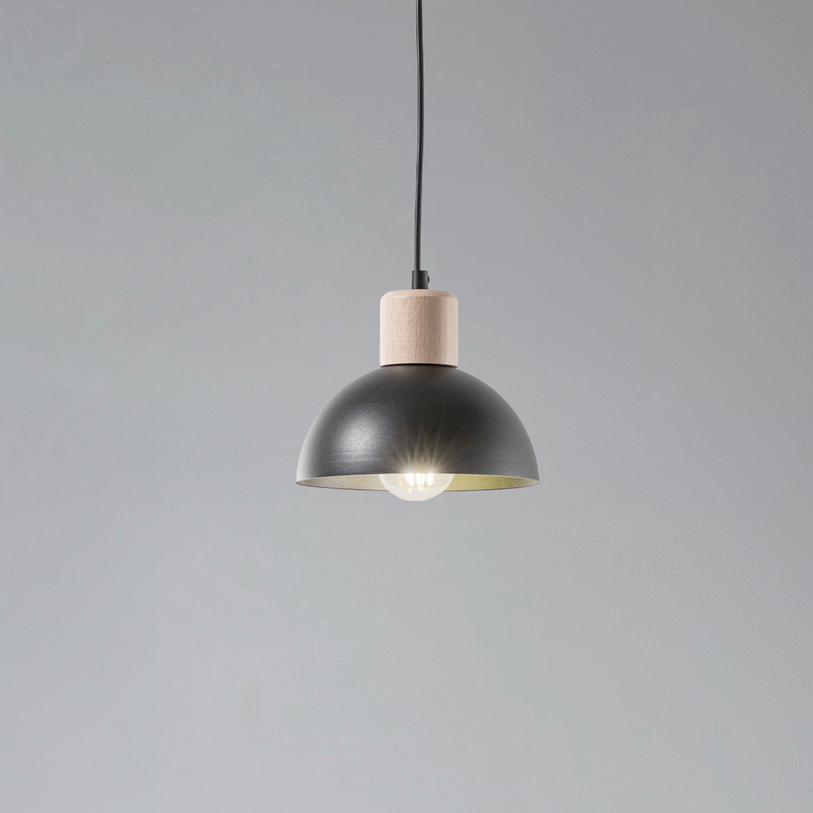 Suspension Seco, Ø 18 cm, noir, métal/bois