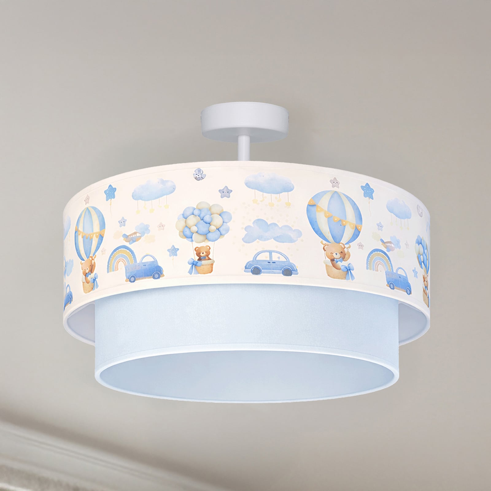 Plafonnier pour enfant style bohème, bleu clair/multicolore, Ø 40 cm, en tissu Plafonnier pour enfant style bohème, bleu clair/multicolore, Ø 40 cm, en tissu
