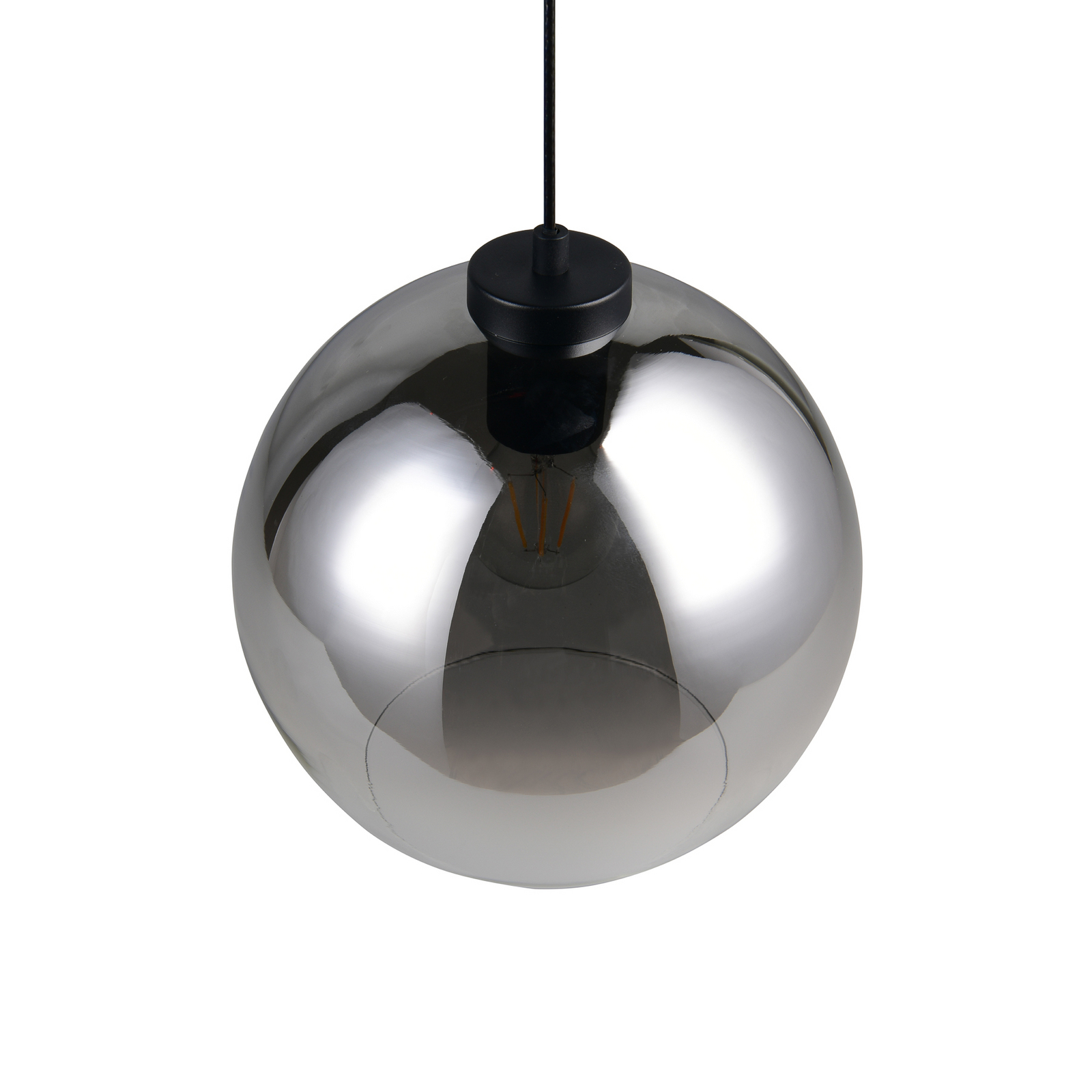 Hanglamp Liora, rookgrijs, Ø 25 cm, glas, E27