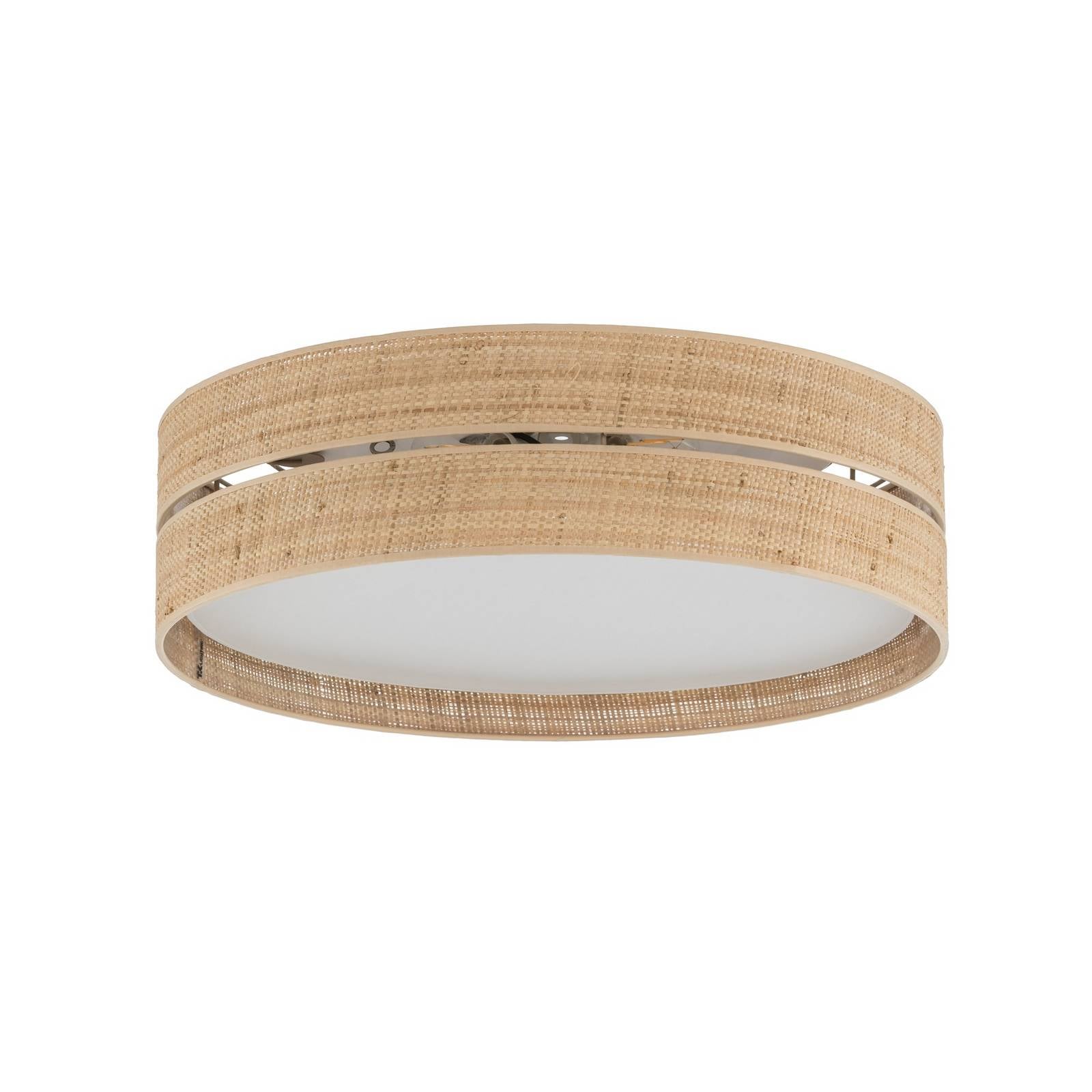 Lampa sufitowa Calma, beżowa, rafia, Ø 60 cm, E27