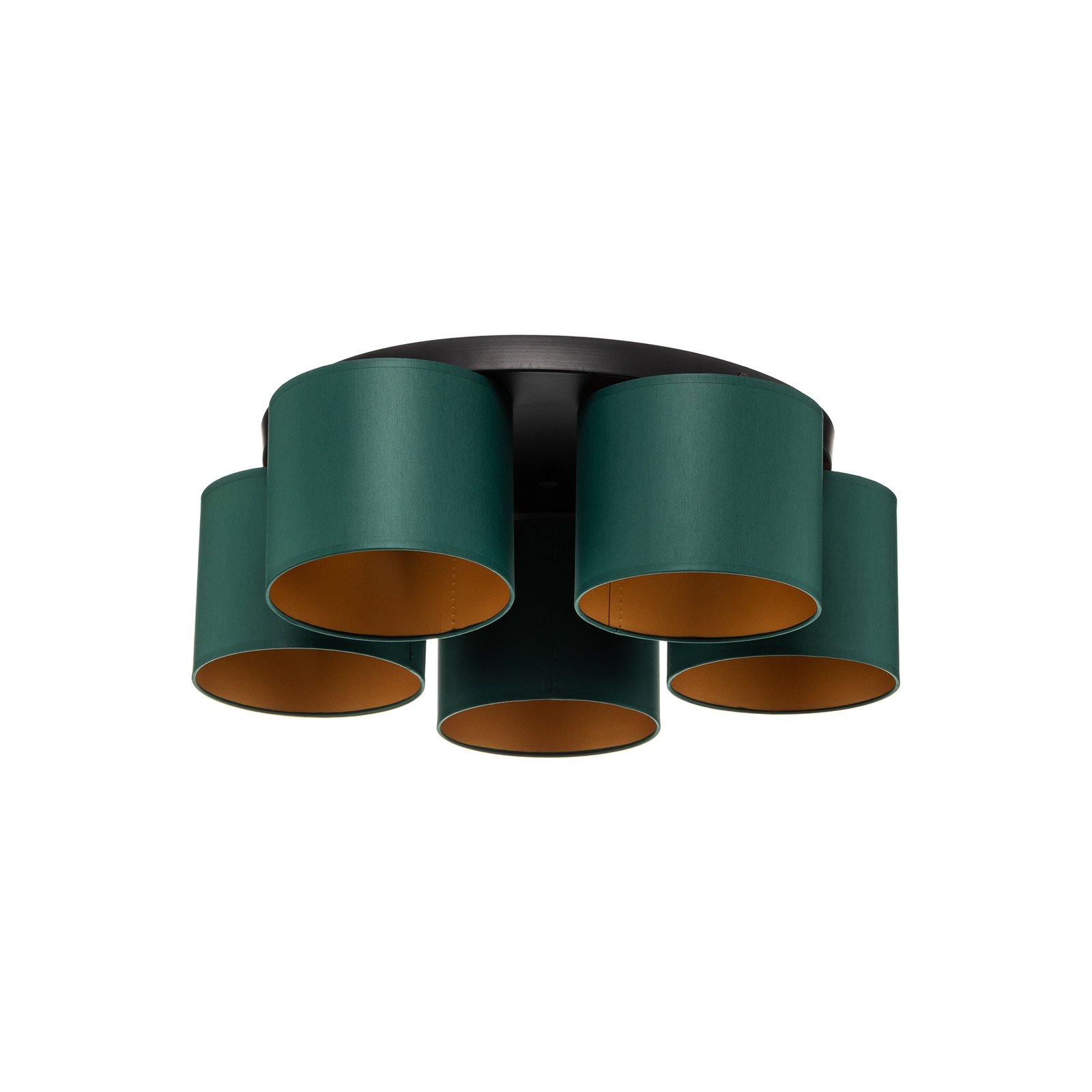 Pendellampa Soho cylindrisk 5 lampor grön/guld