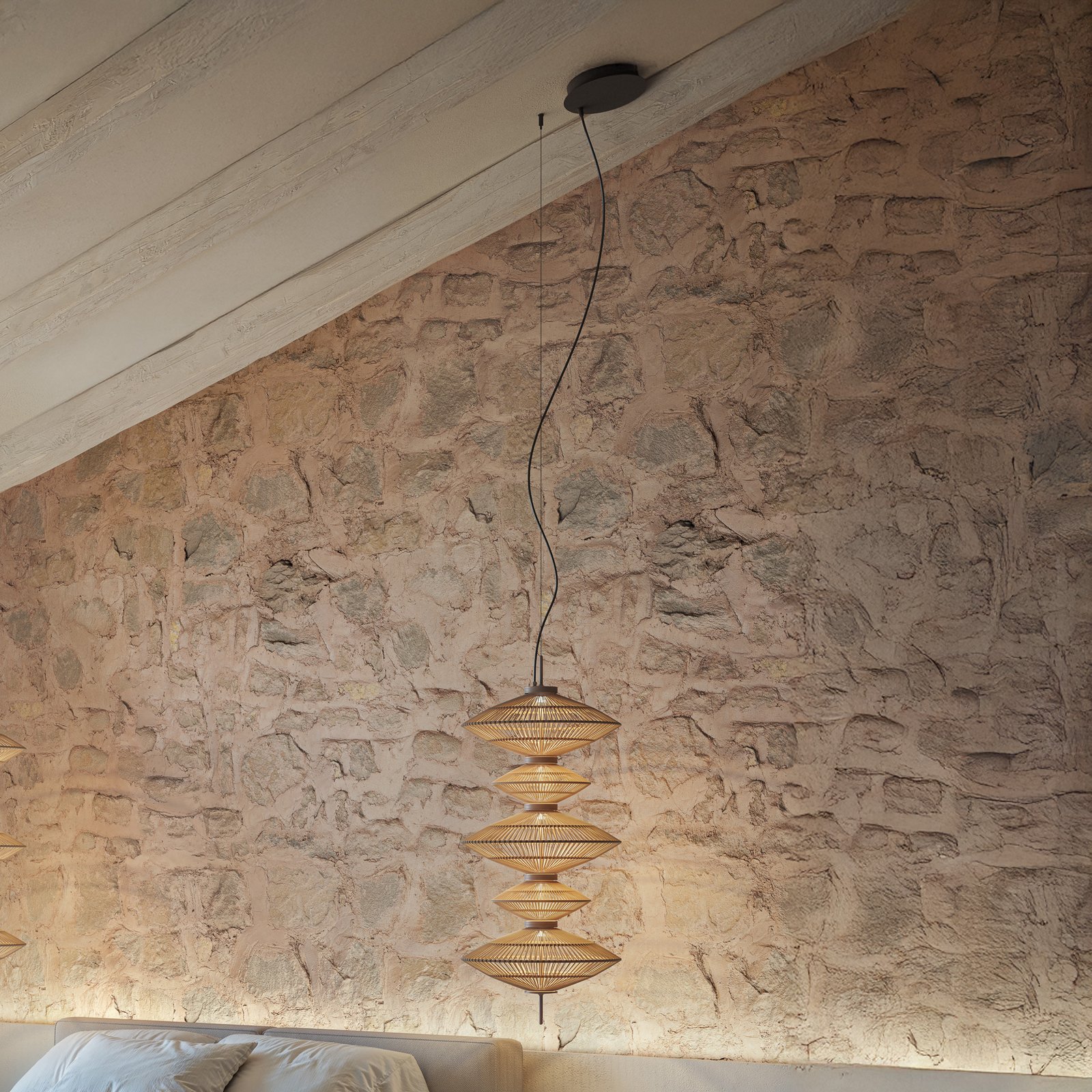 Bover LED pendant light Yuyun S/5C, dimmable 0-10V, beige