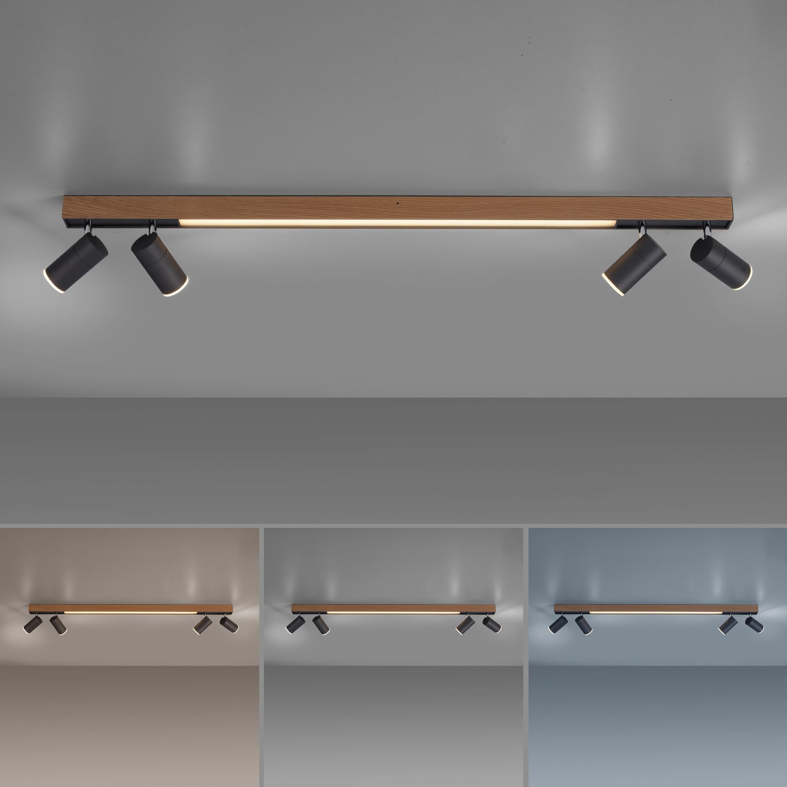 Plafonnier LED Lines Spot, 120 cm, chêne/graphite - PURE Plafonnier LED Lines Spot, 120 cm, chêne/graphite - PURE