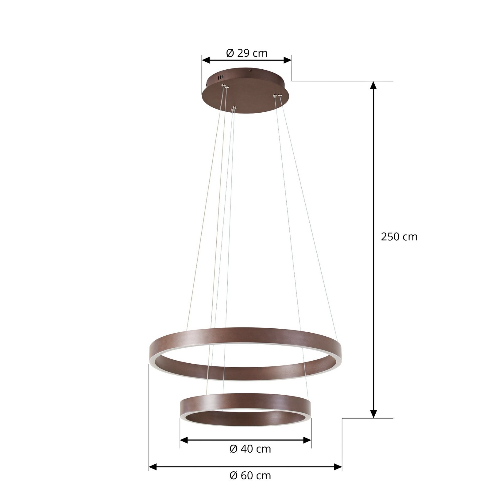 Yonam LED hanglamp, bruin, Ø 60 cm, CCT - Lucande Yonam LED hanglamp, bruin, Ø 60 cm, CCT - Lucande