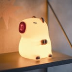Capybara LED punjiva noćna svjetiljka, bijela/smeđa, 11 cm, RGB, osjetljiva na