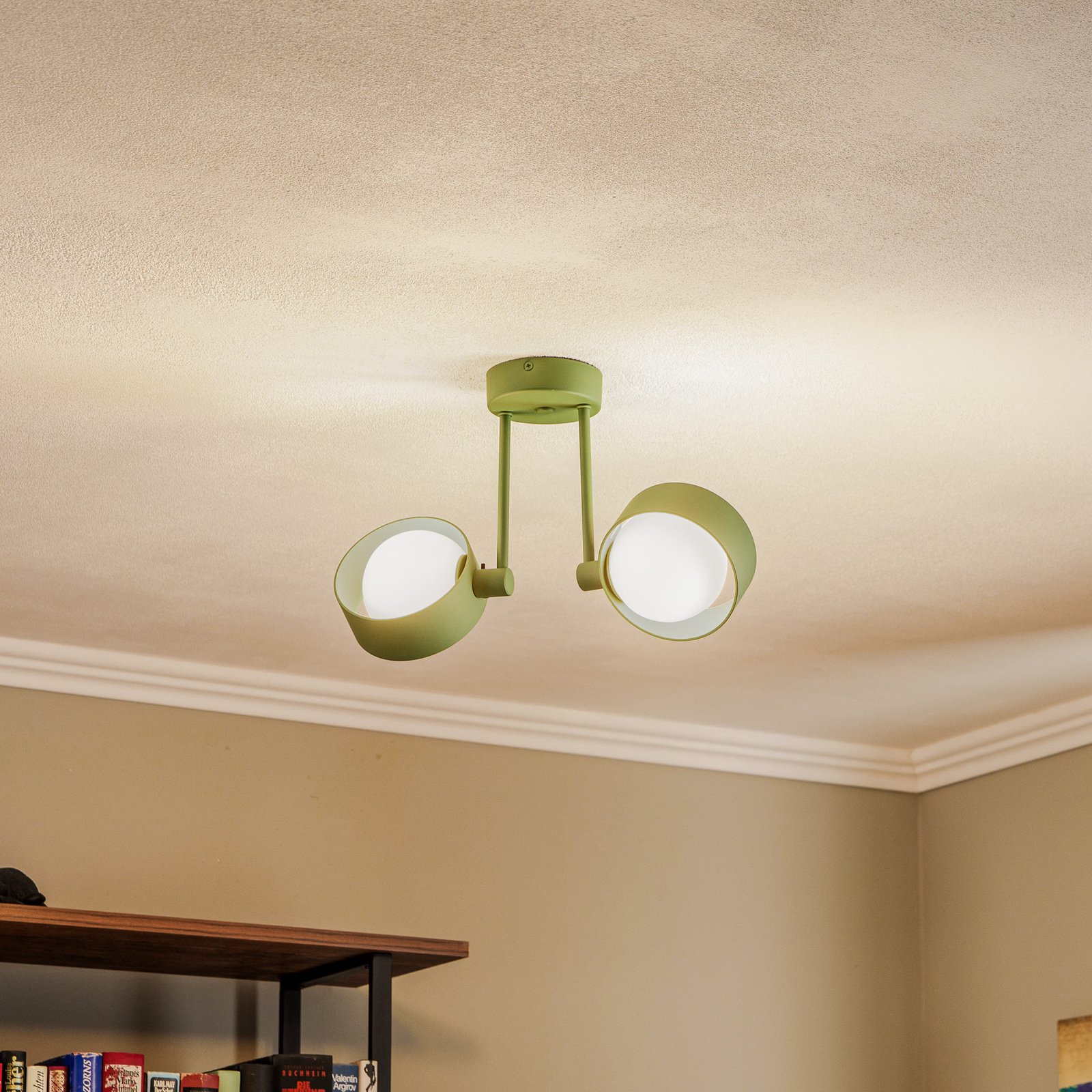 Mado ceiling light, 2-bulb, green