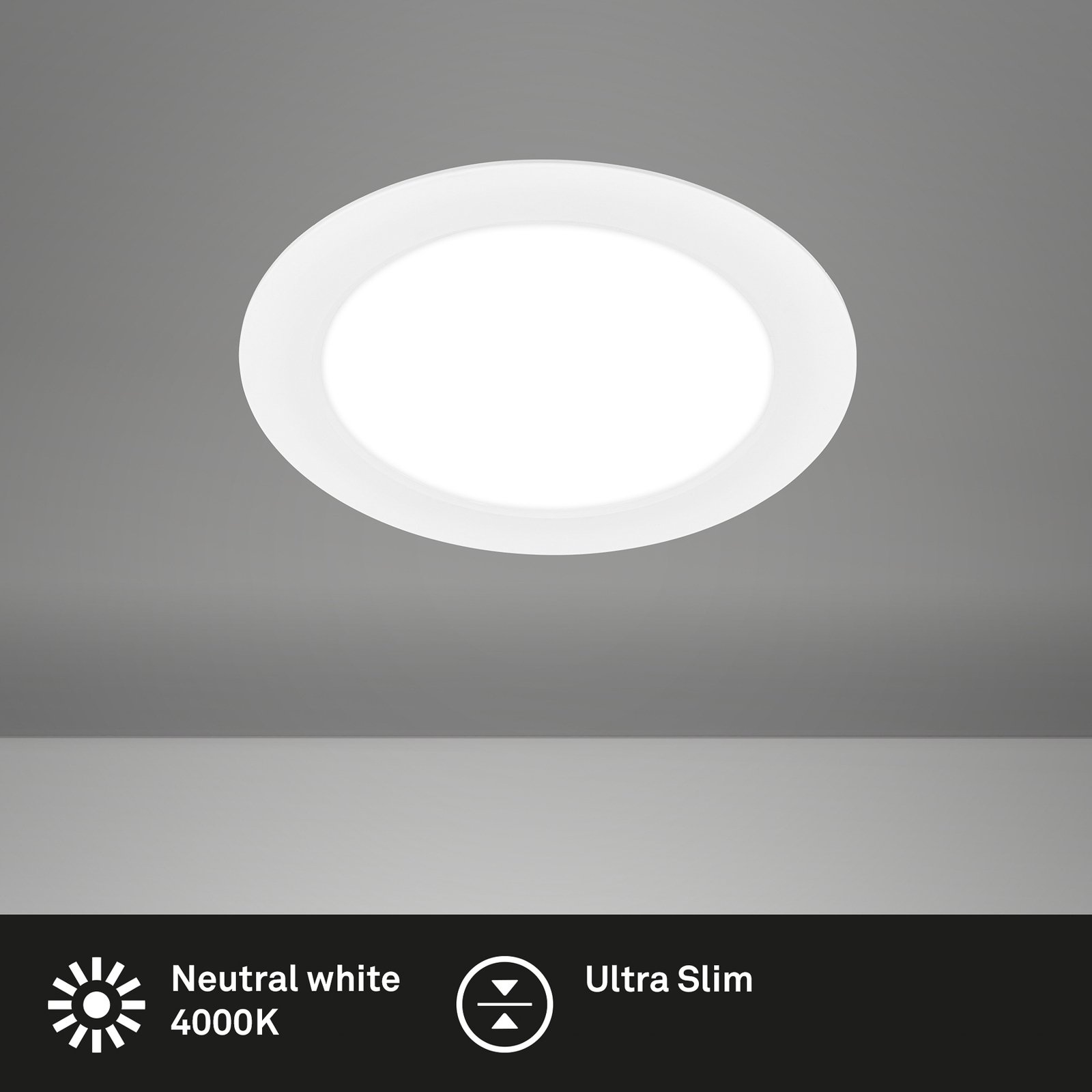 LED innfellingslampe Jeft, Ø 22 cm, hvit, 4000K, dimbar