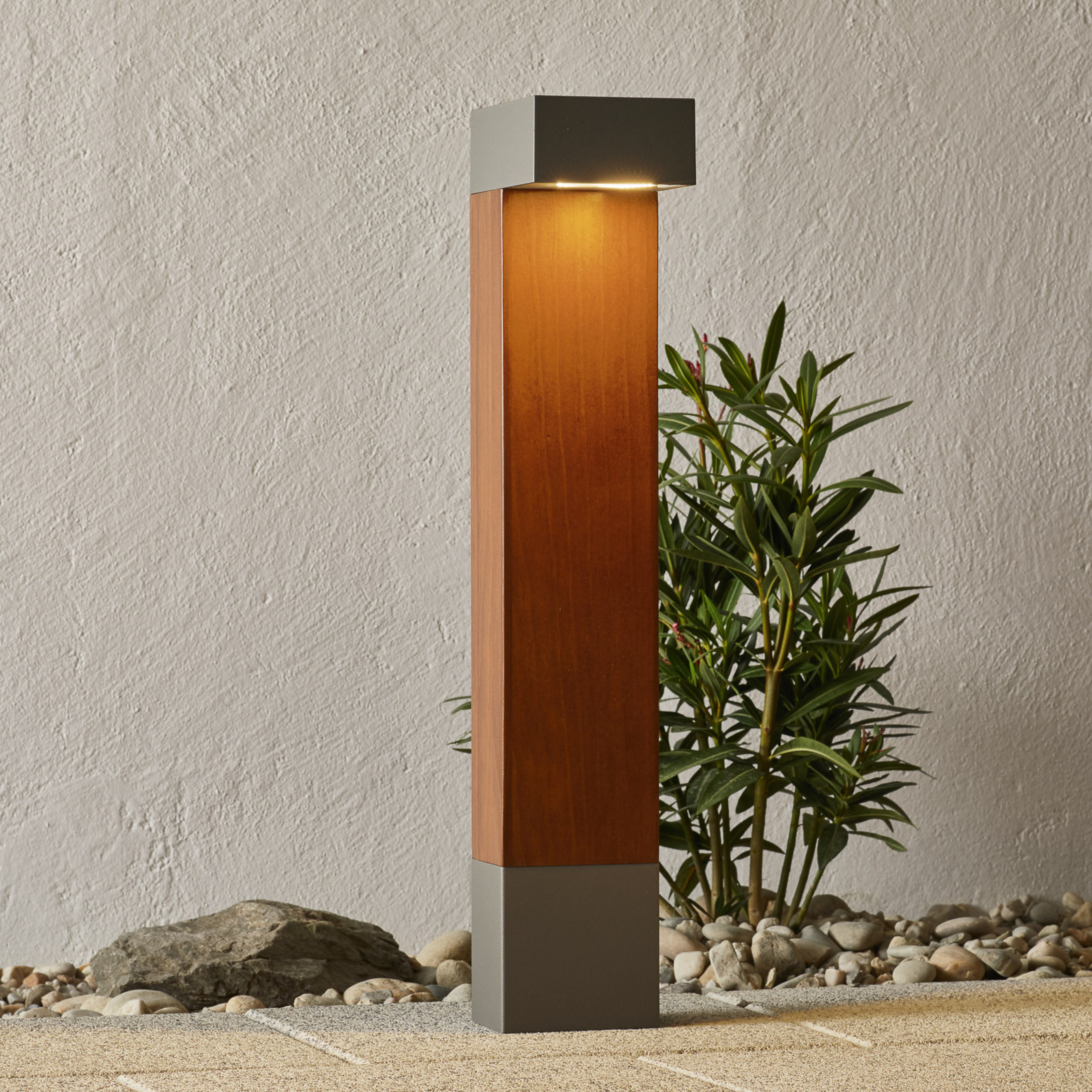 BEGA 84498 lampione LED, argento, testata angolare