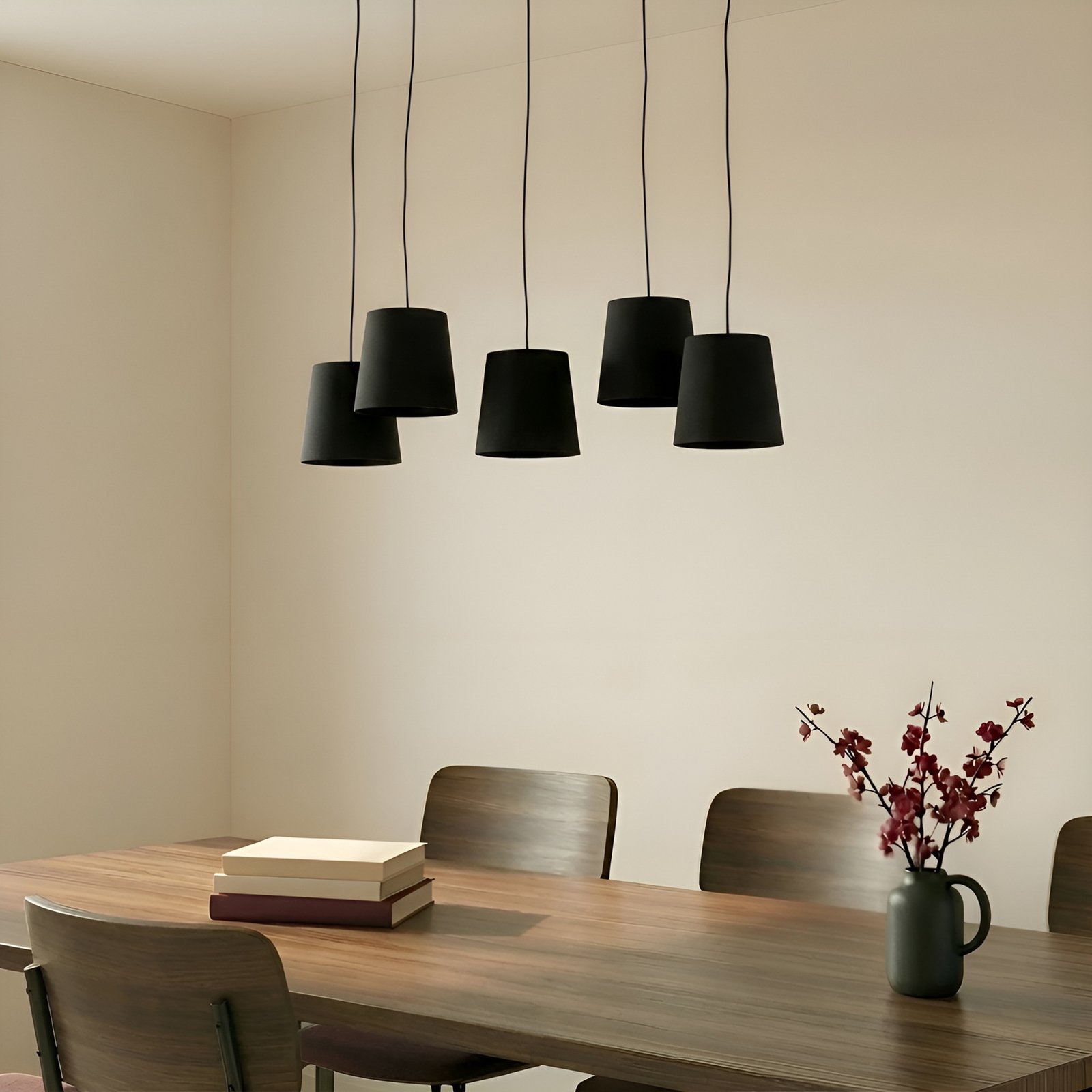 Lucande Thamila hanglamp, zwart, ijzer