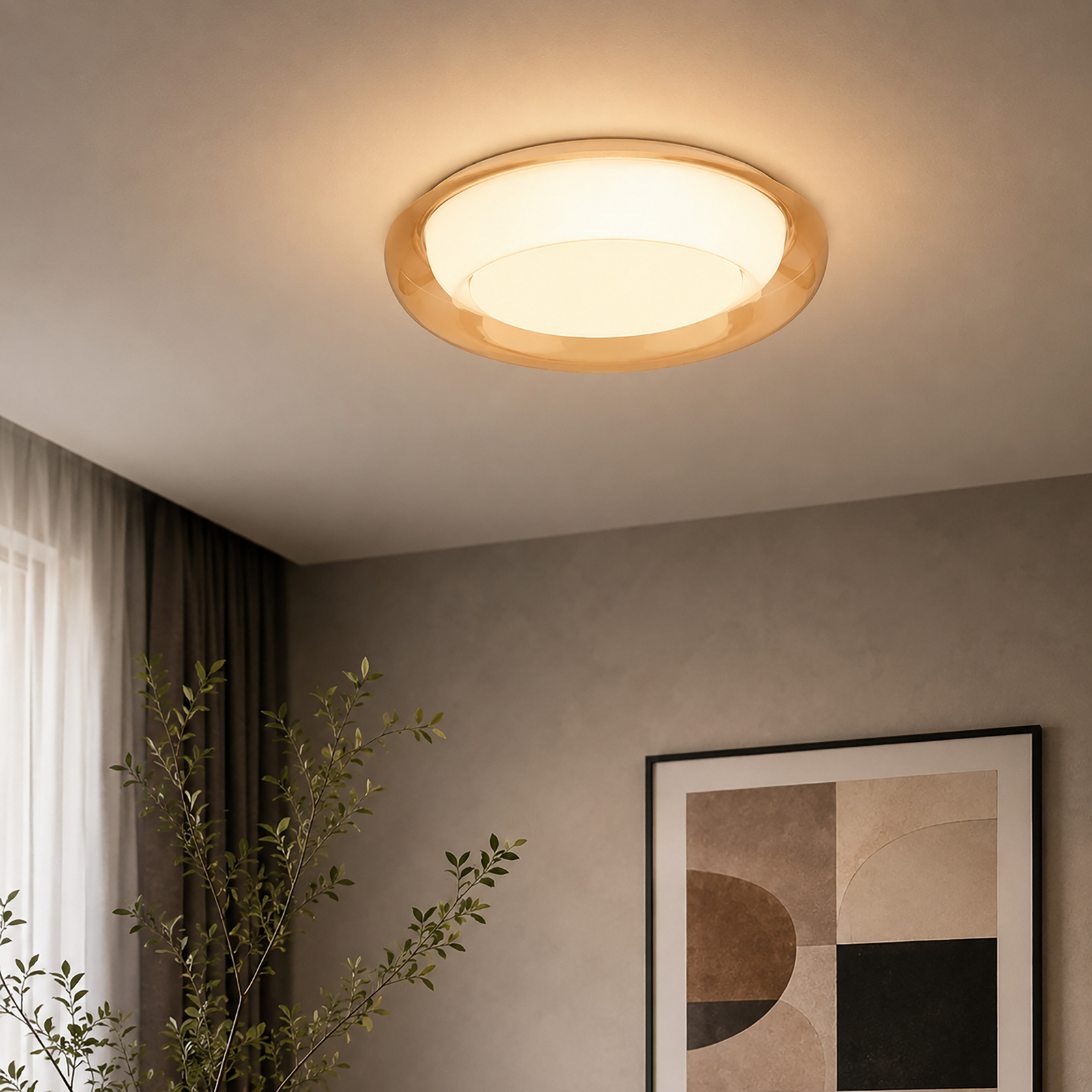Plafón LED Jude Flush, ámbar, Ø 40 cm, CCT Plafón LED Jude Flush, ámbar, Ø 40 cm, CCT