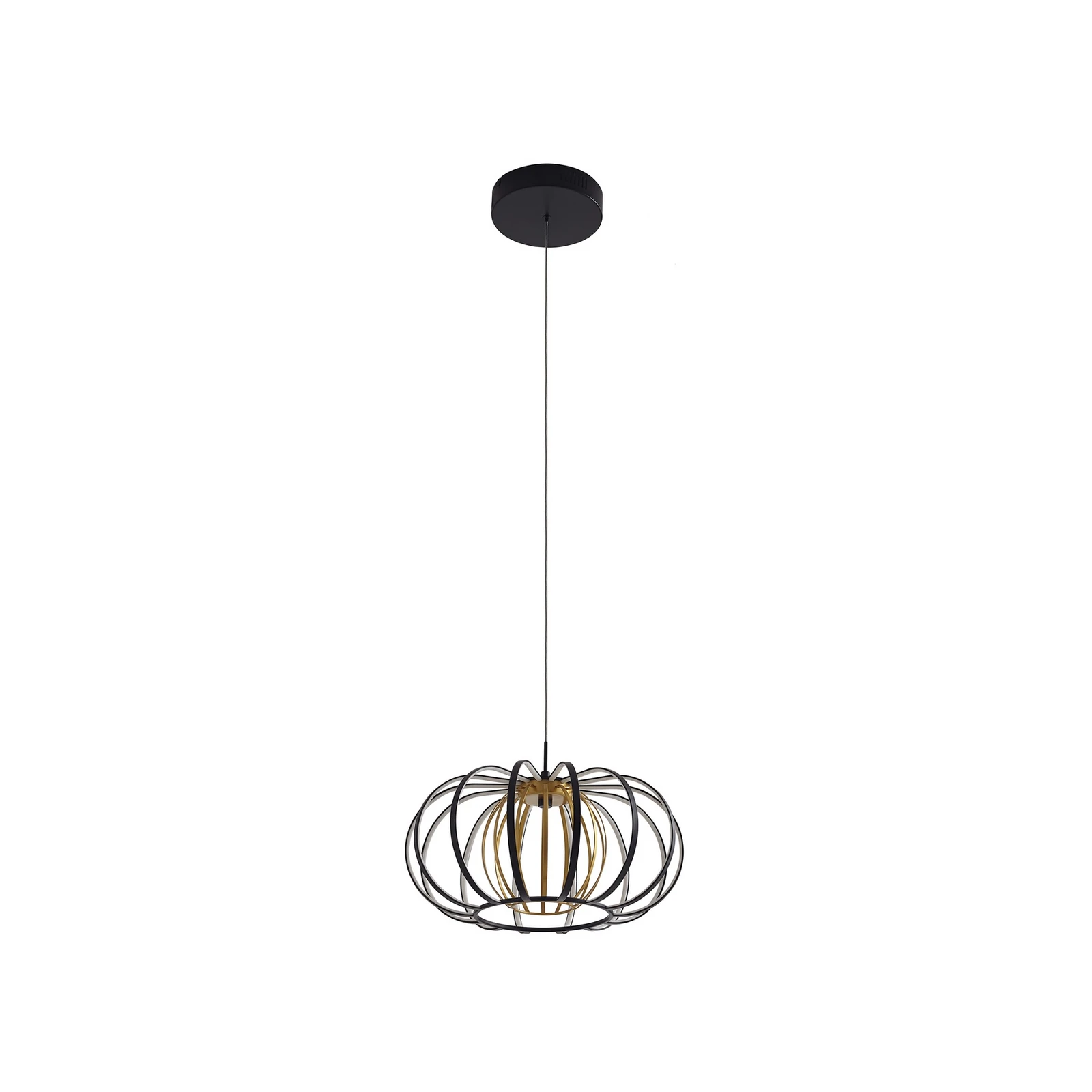 Lucande LED visilica Birger, Ø 39cm, crna/zlatna