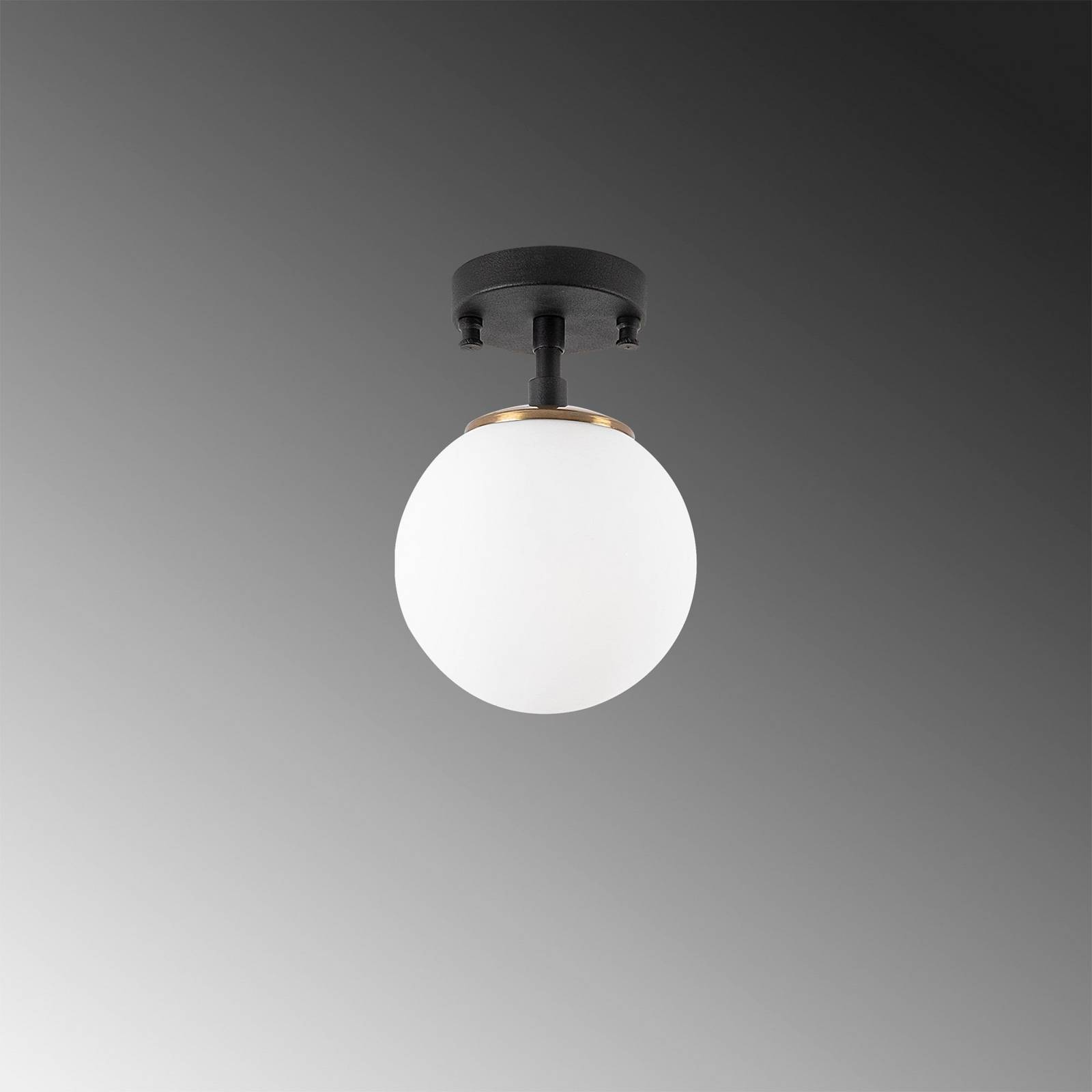 Lampa sufitowa Atmaca, 1-punktowa, czarna, szkło, Ø 15 cm