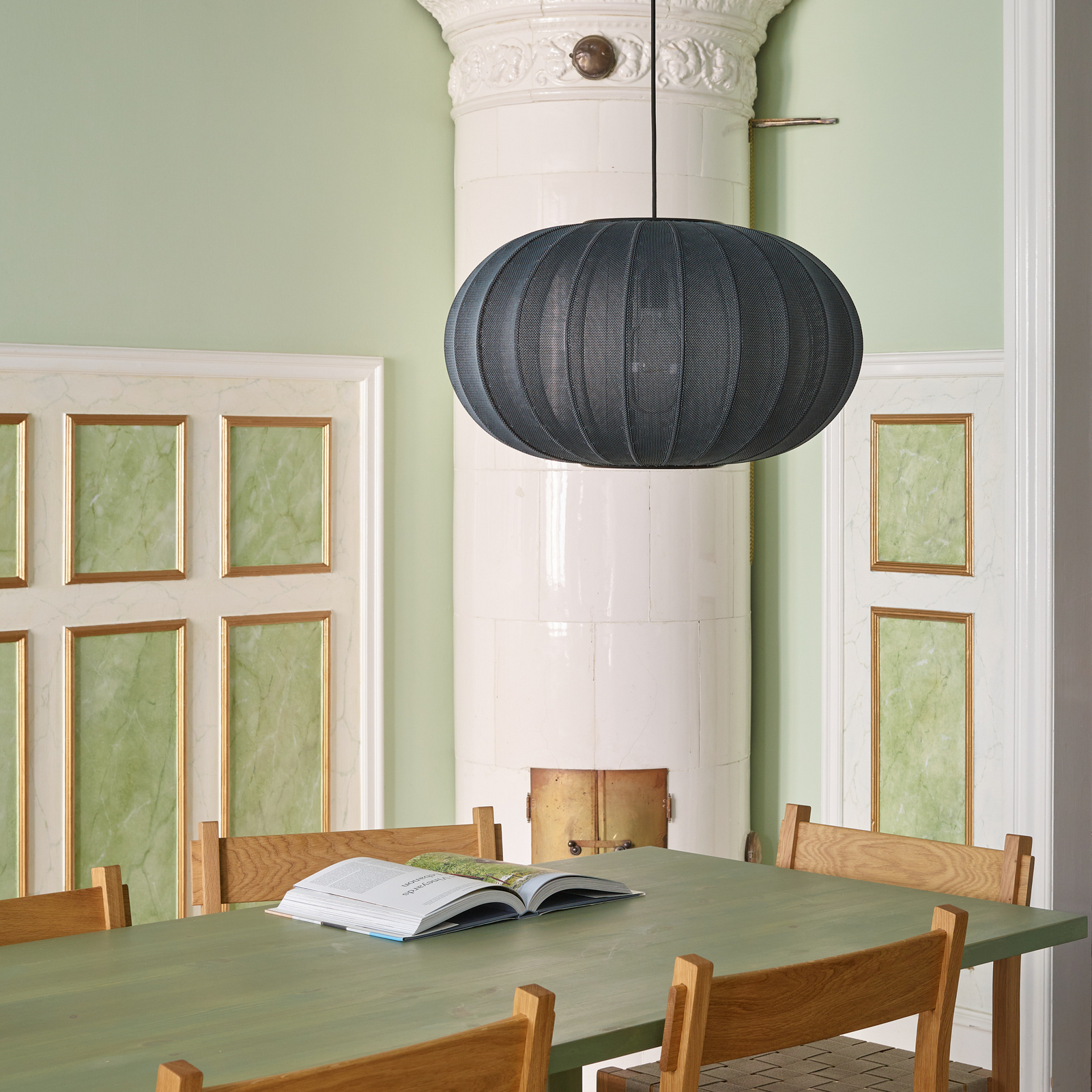 Knit-Wit 57 Ovale hanglamp zwart E27 - Handgemaakt