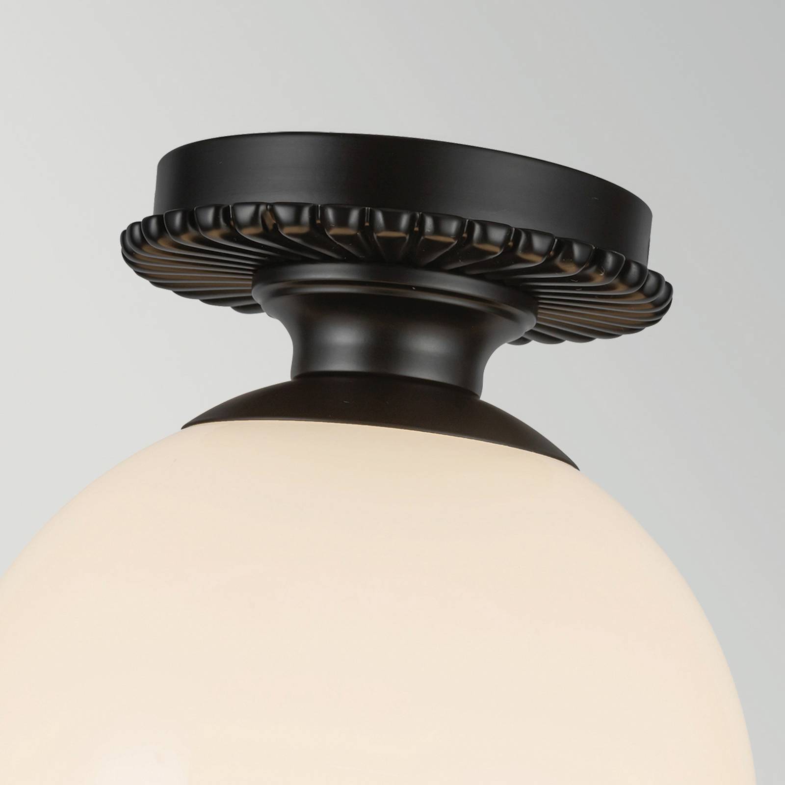 Lampa sufitowa Otis, czarna/opalowa, Ø 20 cm, szkło, IP44, E27