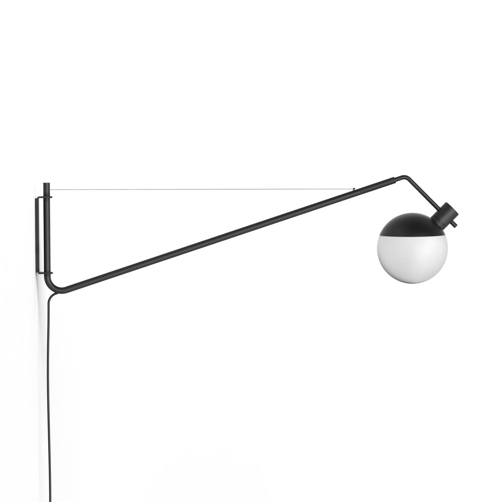 GRUPA Baluna Long wall light with telescopic arm, for Living / Dining Room, aluminium, glass, E14, 5 W
