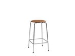 High Dot Bar Stool 65 cm, chrome/walnut, leather - FRITZ HANSEN