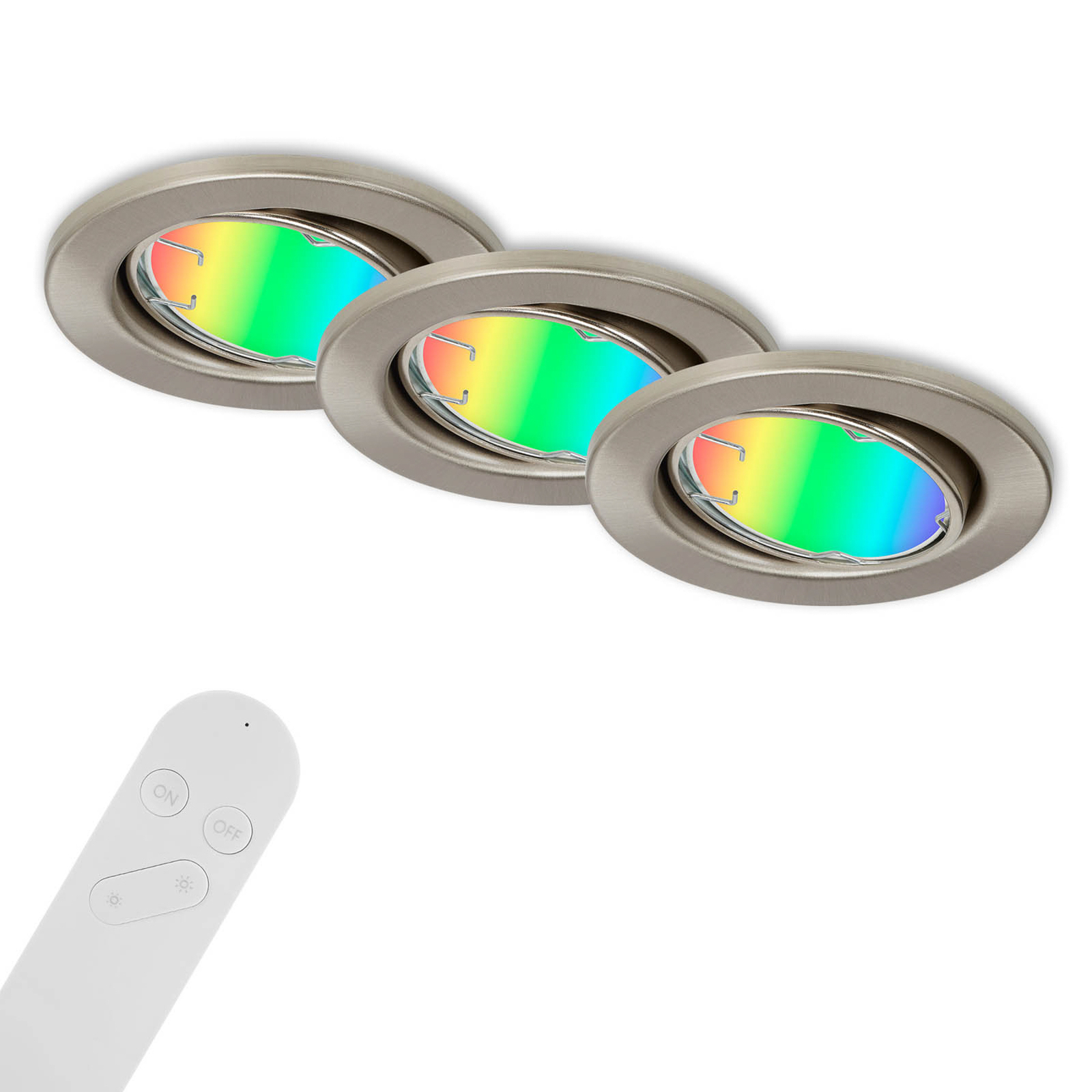 Fit Move S LED recessed light, CCT RGB 3-piece, nickel