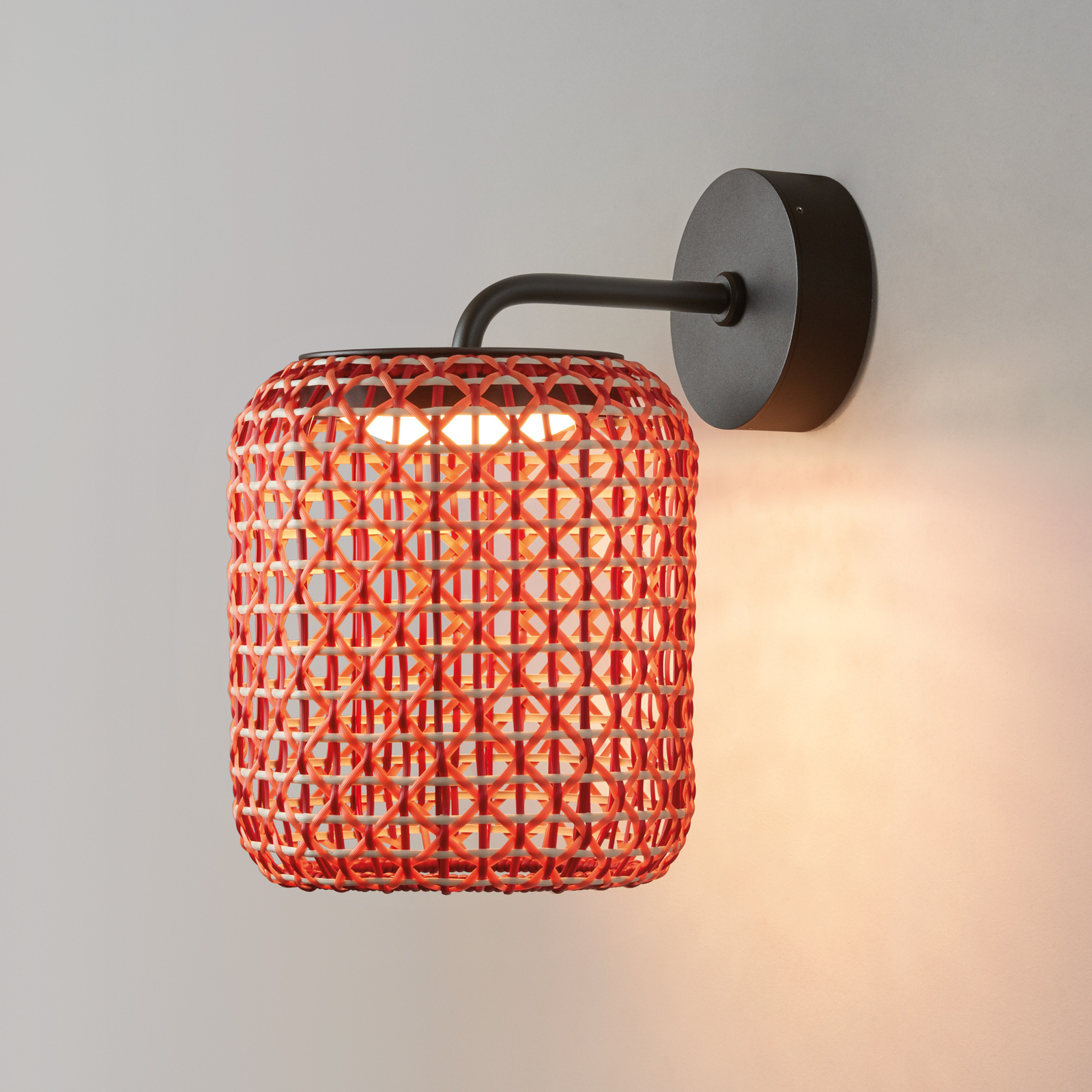 Bover Nans A LED външна стенна лампа, червена, Ø 21,6 cm