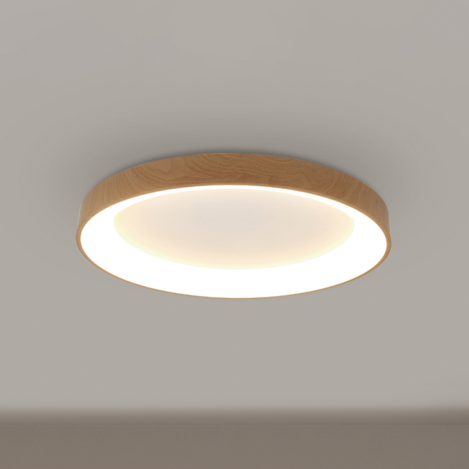 LED-Deckenlampe Niseko II CCT Fernbedienung Ø50cm holzfarben