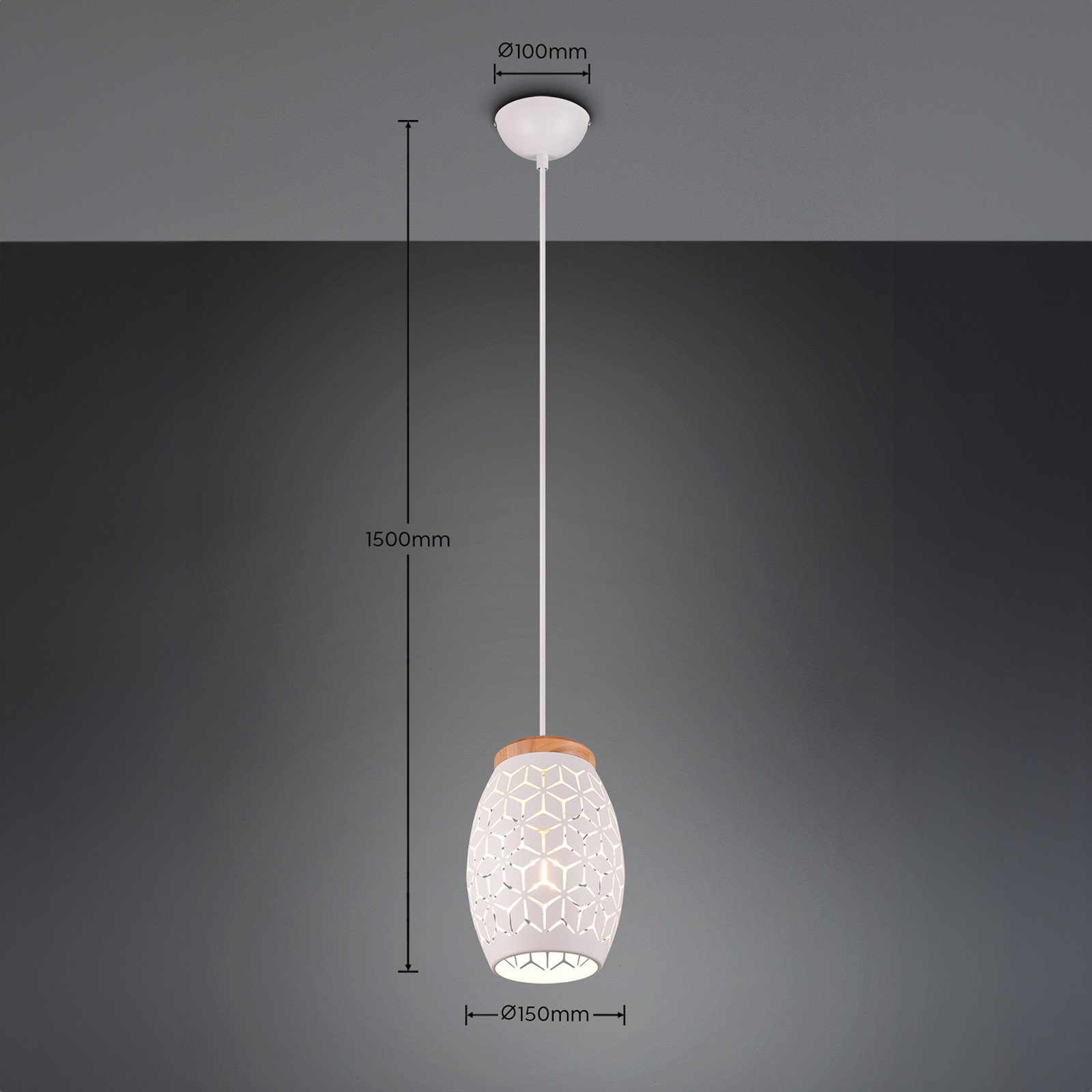 Reality Leuchten Lampă suspendată Bidar Ø 15 cm alb mat metal - Camera de zi / sufragerie - modern