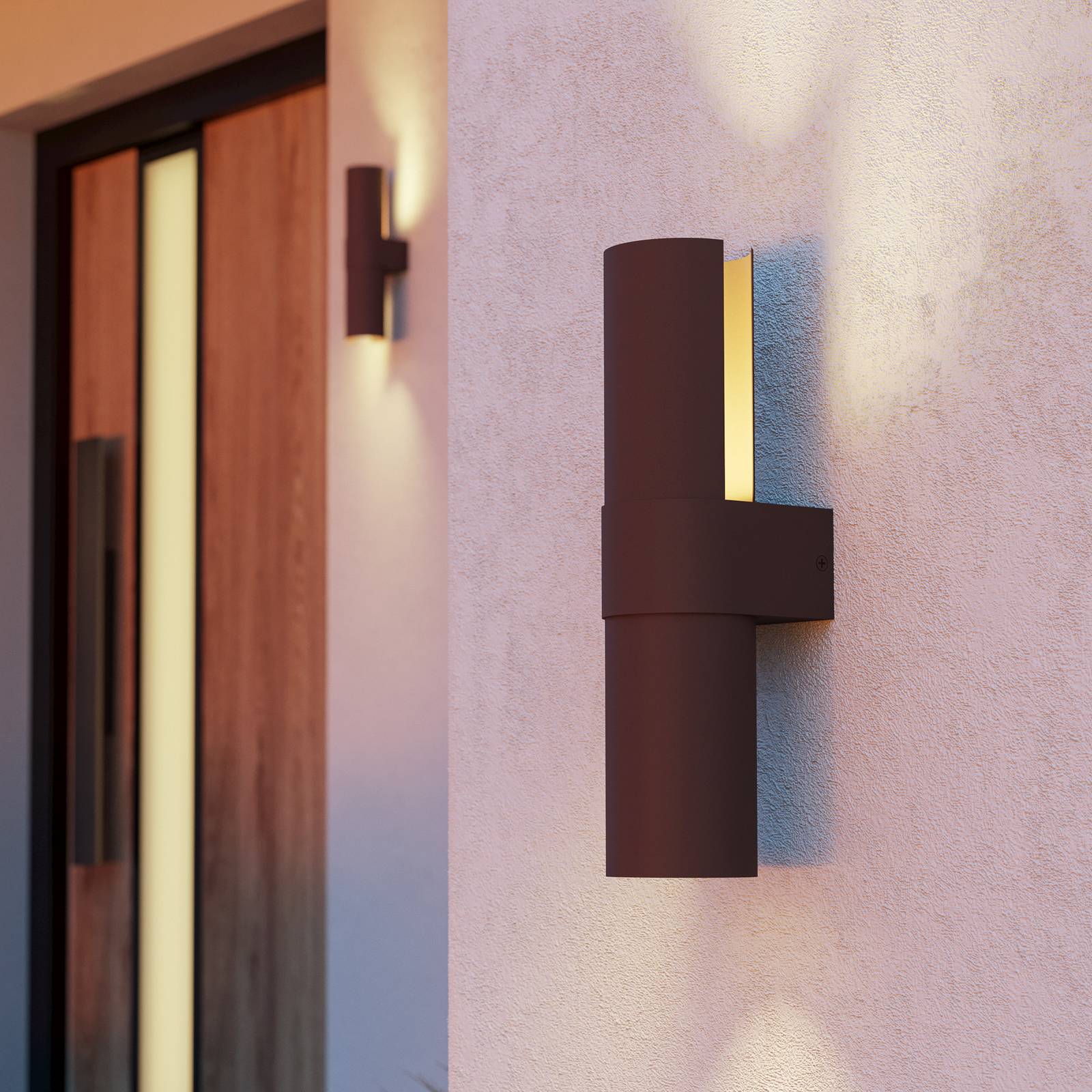 EGLO LED buiten wandlamp Montelauro, roestkleurig, hoogte 32 cm, metaal