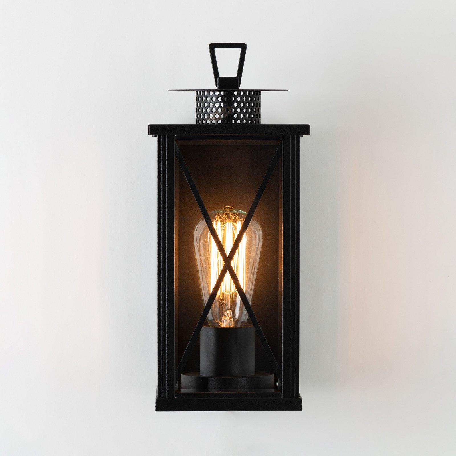 Außenwandleuchte Winchester, Laterne, schwarz/klar Außenwandleuchte Winchester, Laterne, schwarz/klar