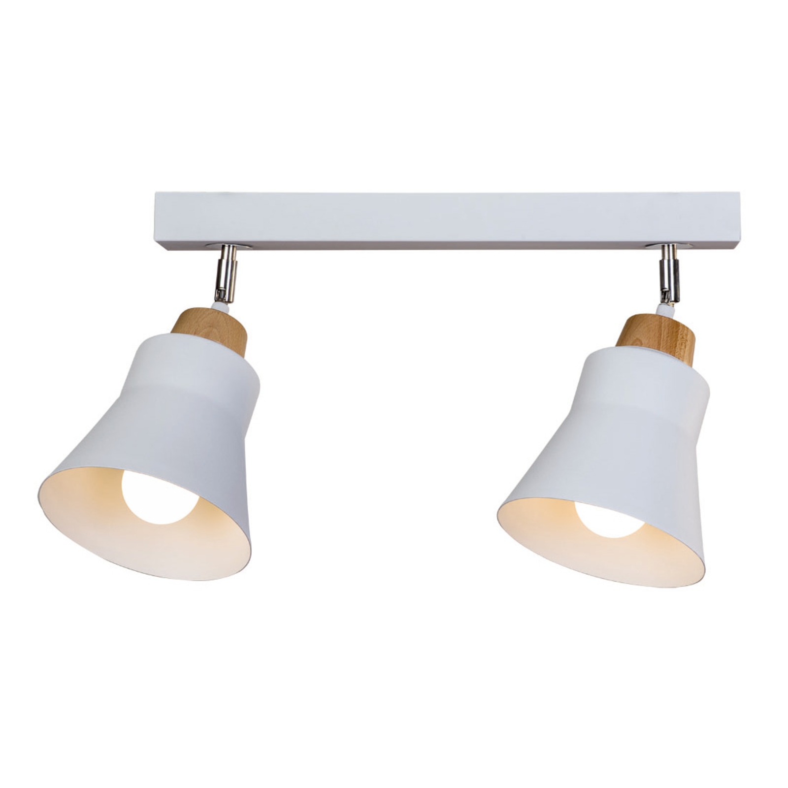 Lis Poland Wood ceiling light, two-bulb, white, for Living / Dining Room, metal, wood, E27, 40 W, energy efficiency: A++, L: 52 cm, W: 17 cm, H: 30 cm