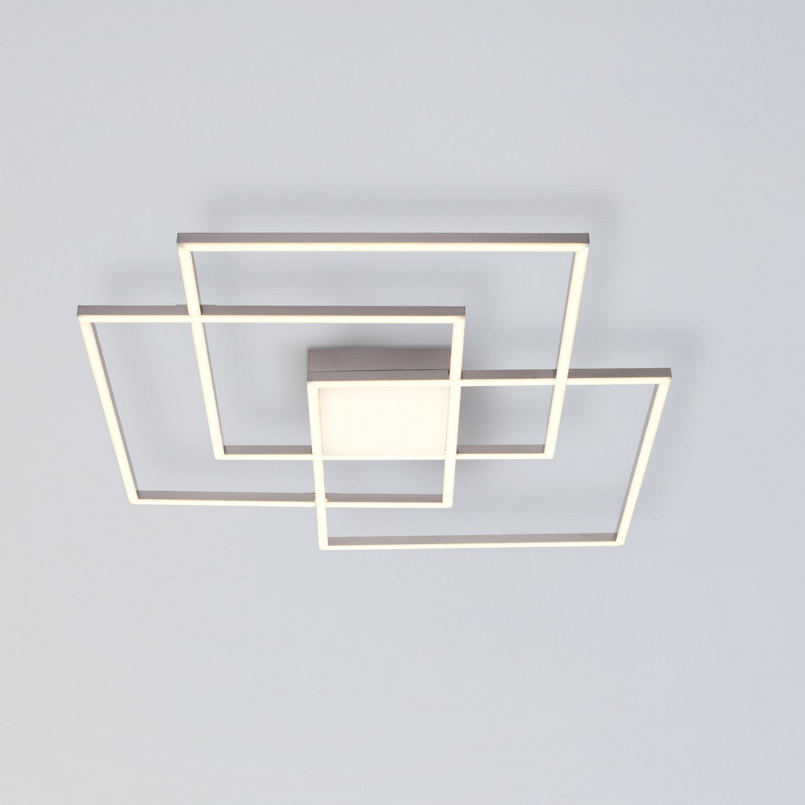 JUST LIGHT. Plafonieră LED Asmin CCT oțel 75x75cm - Camera de zi / sufragerie - gri oțel - Metal