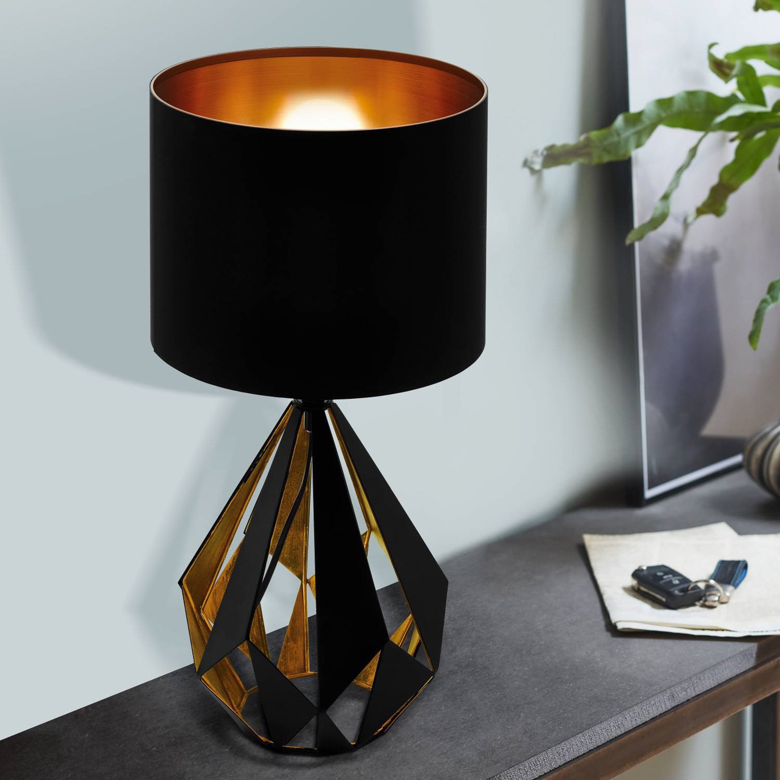 Lámpara de mesa Carlton, negro/cobre