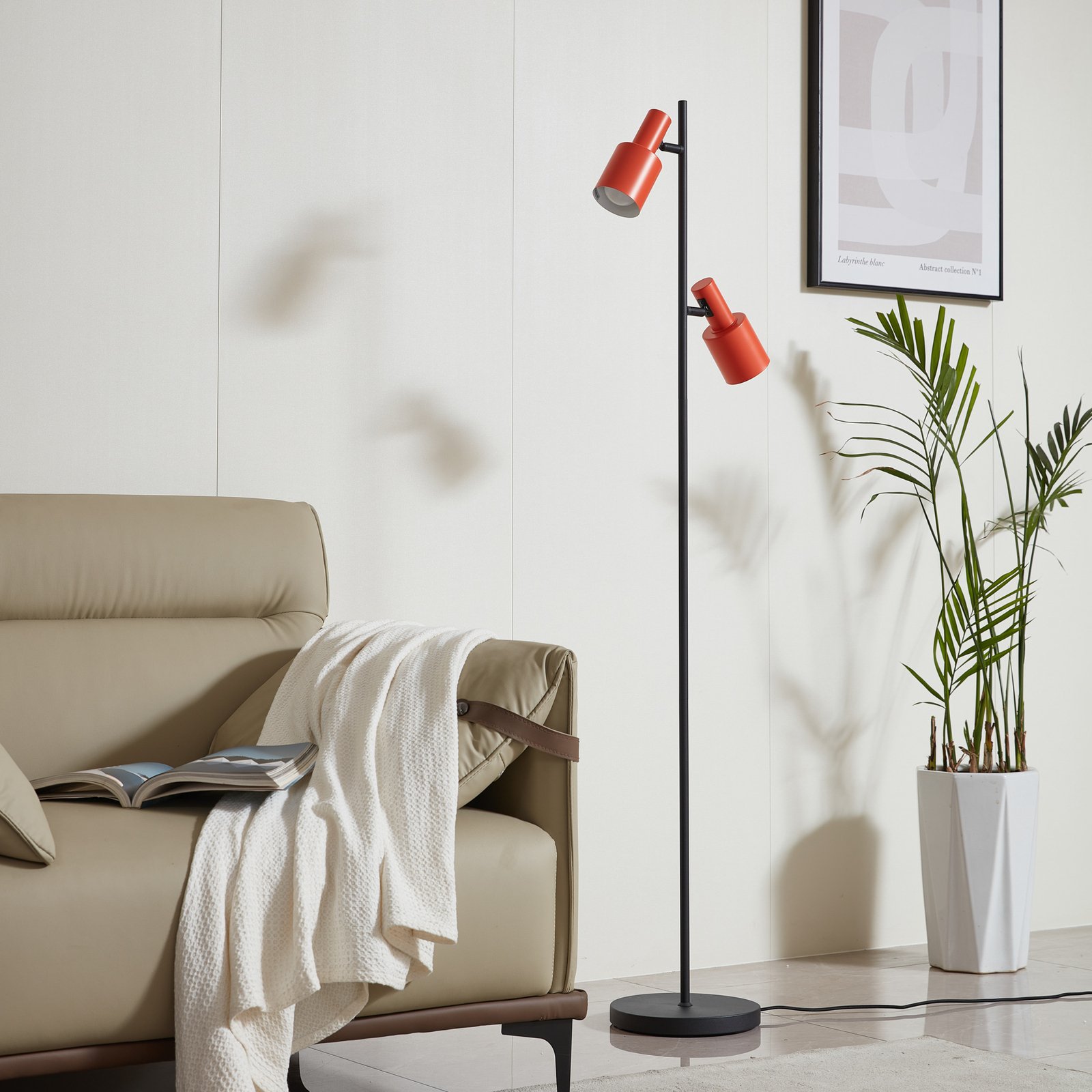 Ovelia Floor Lamp Orange/Black - Lindby
