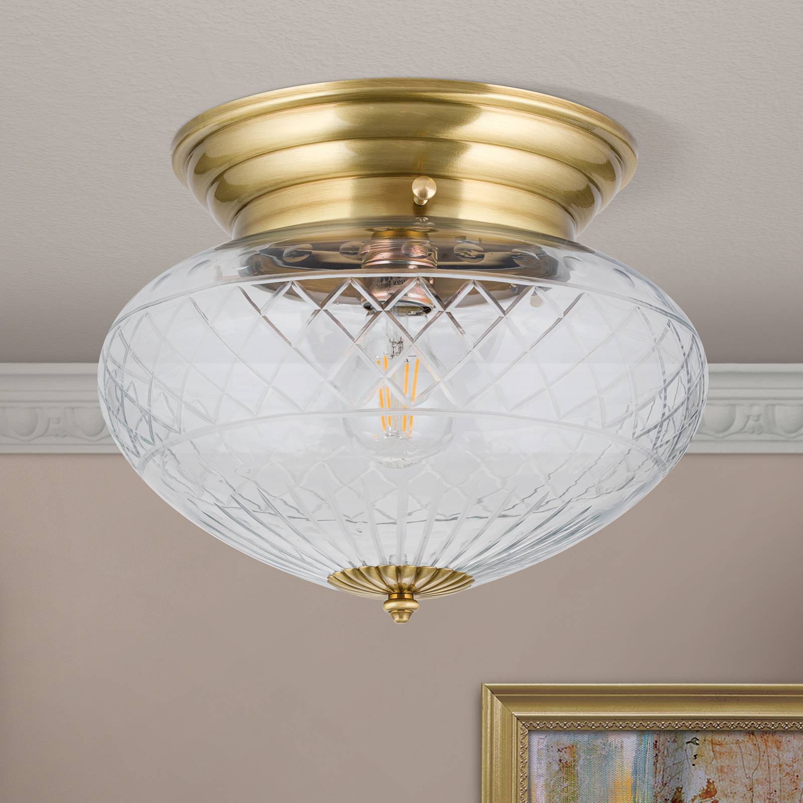 Szlifowana ręcznie lampa sufitowa ENNA, śr. 31 cm